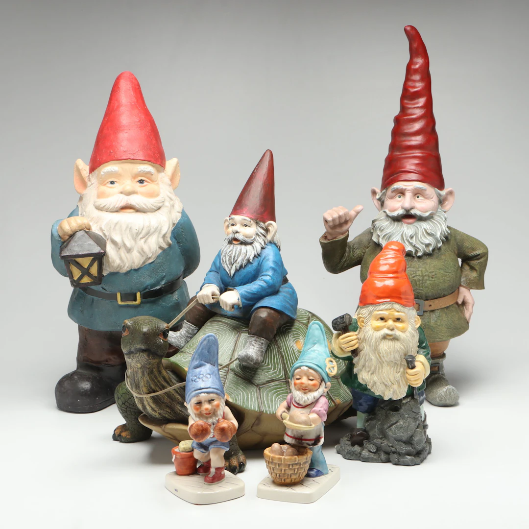Goebel Porcelain Figurines with Home-Styles and More Garden Gnome Sculptures