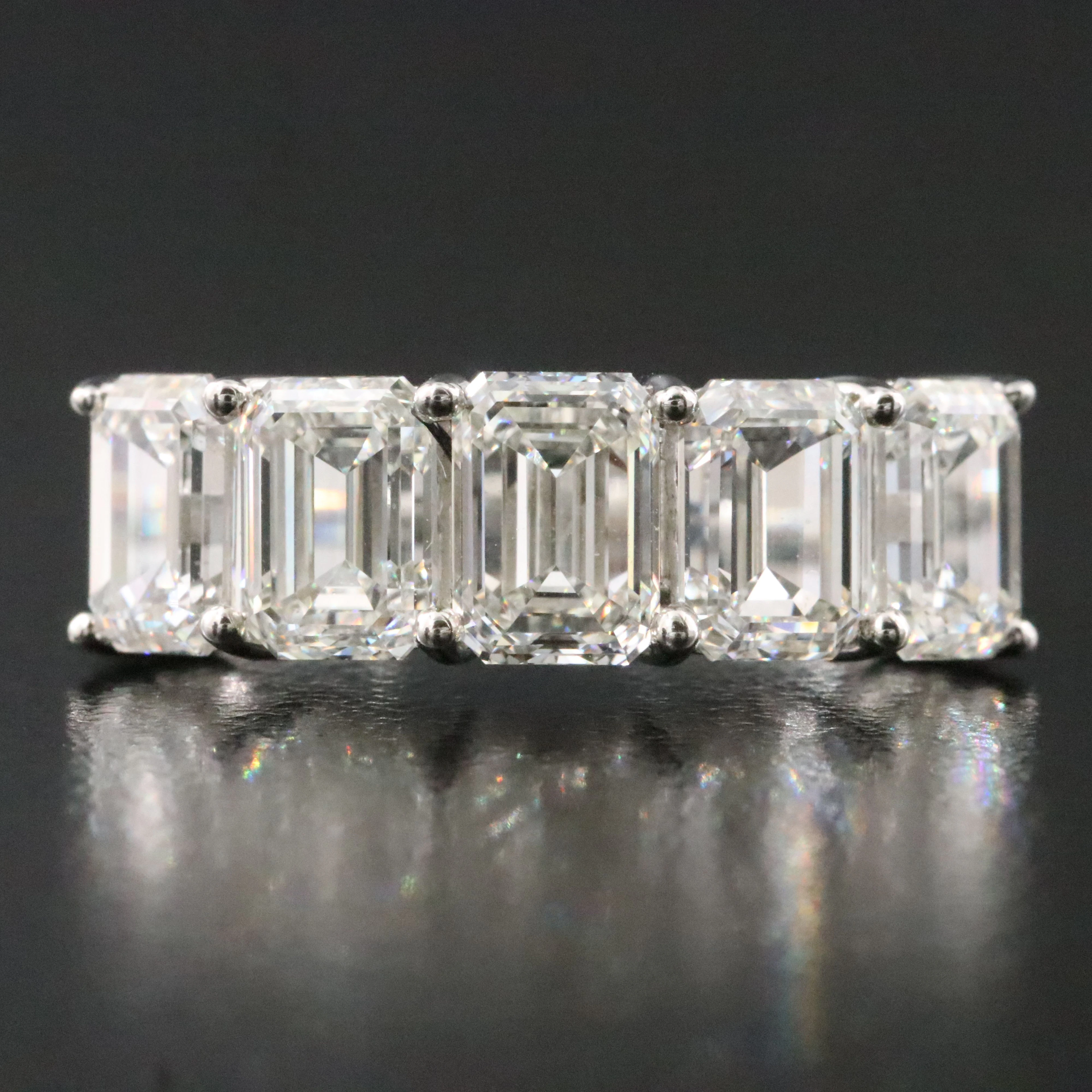 Platinum 4.50 CTW Five Stone Diamond Ring with GIA Reports