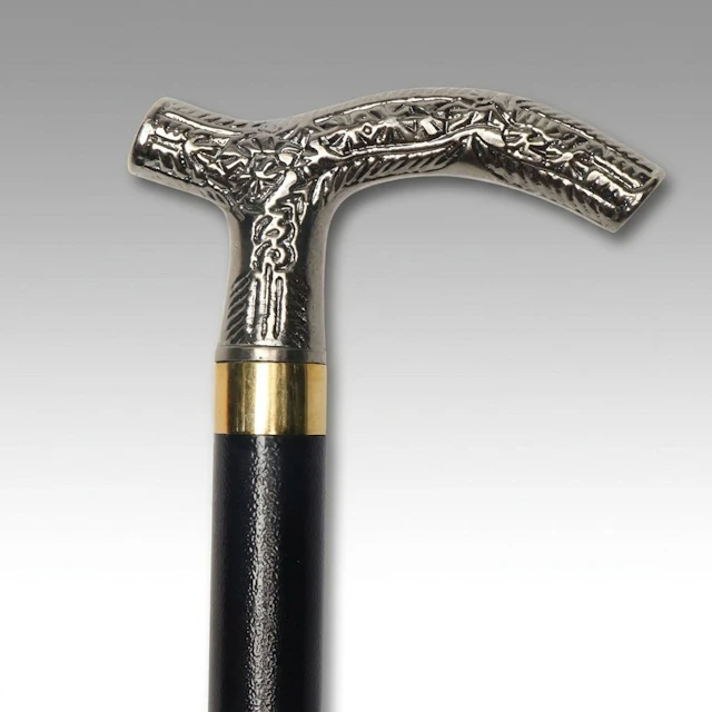 Embossed Handle Metal Sword Cane