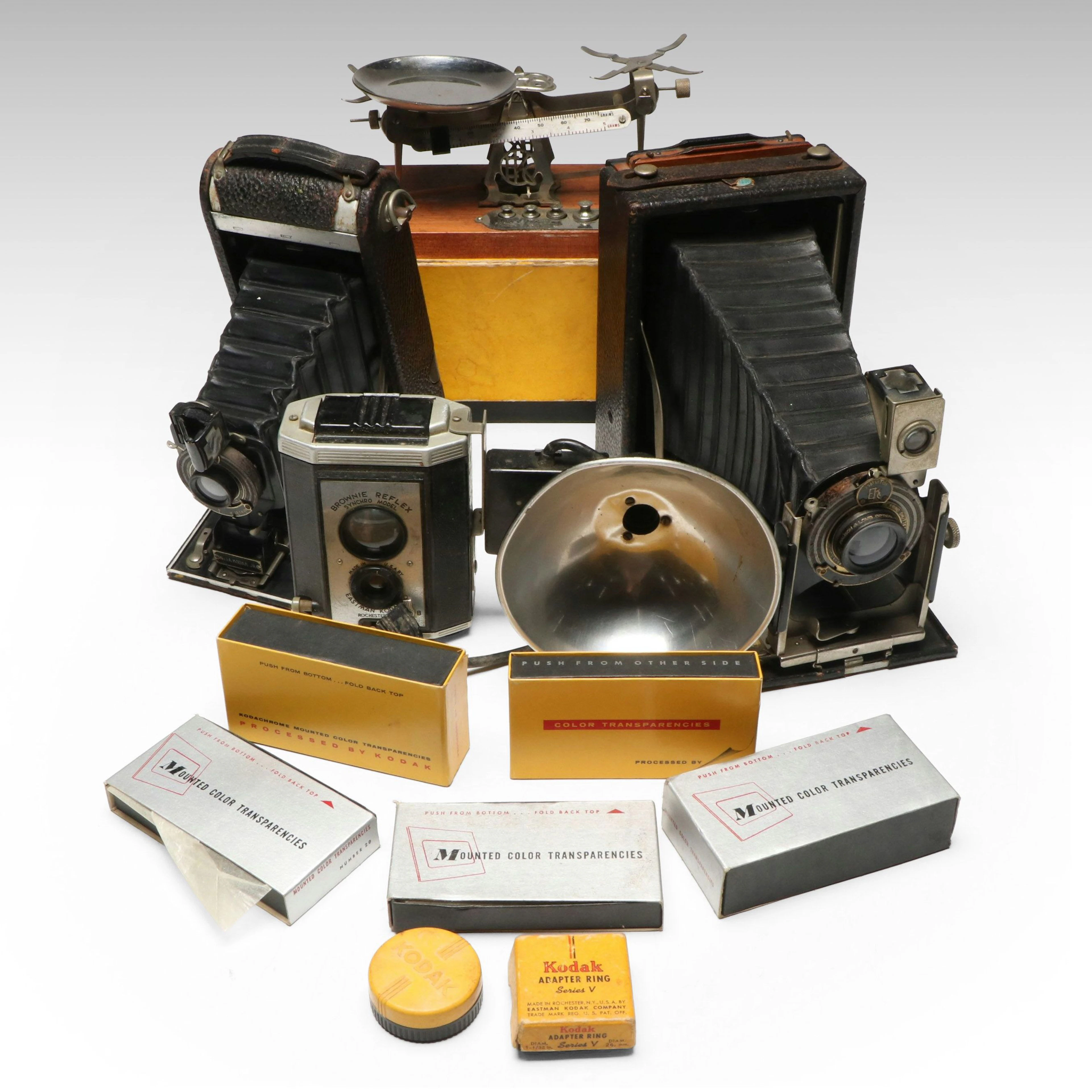 Eastman Kodak "Premo" Folding Camera with More Cameras and Accessories