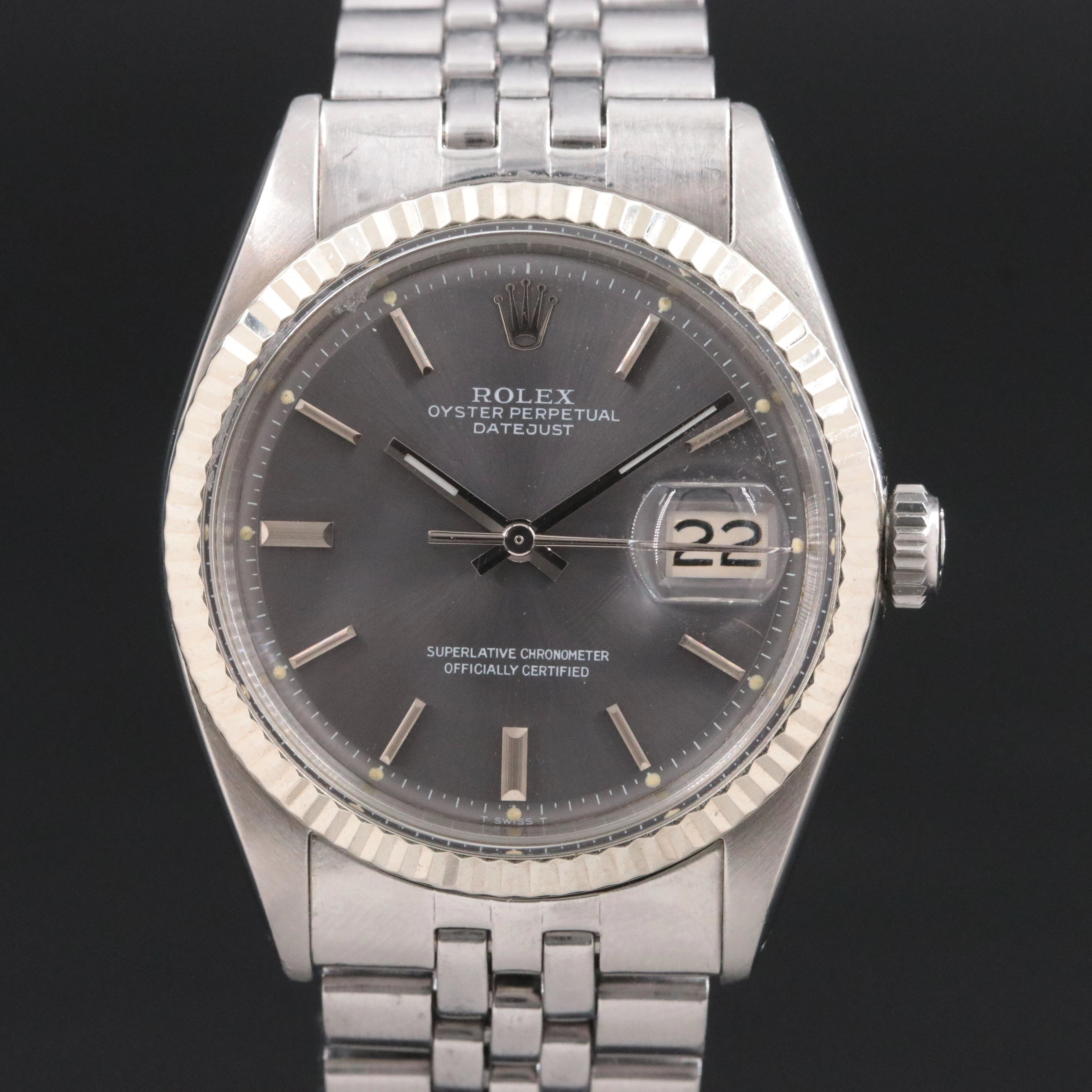 1971 Rolex 14K & Steel Datejust Watch Model 1601