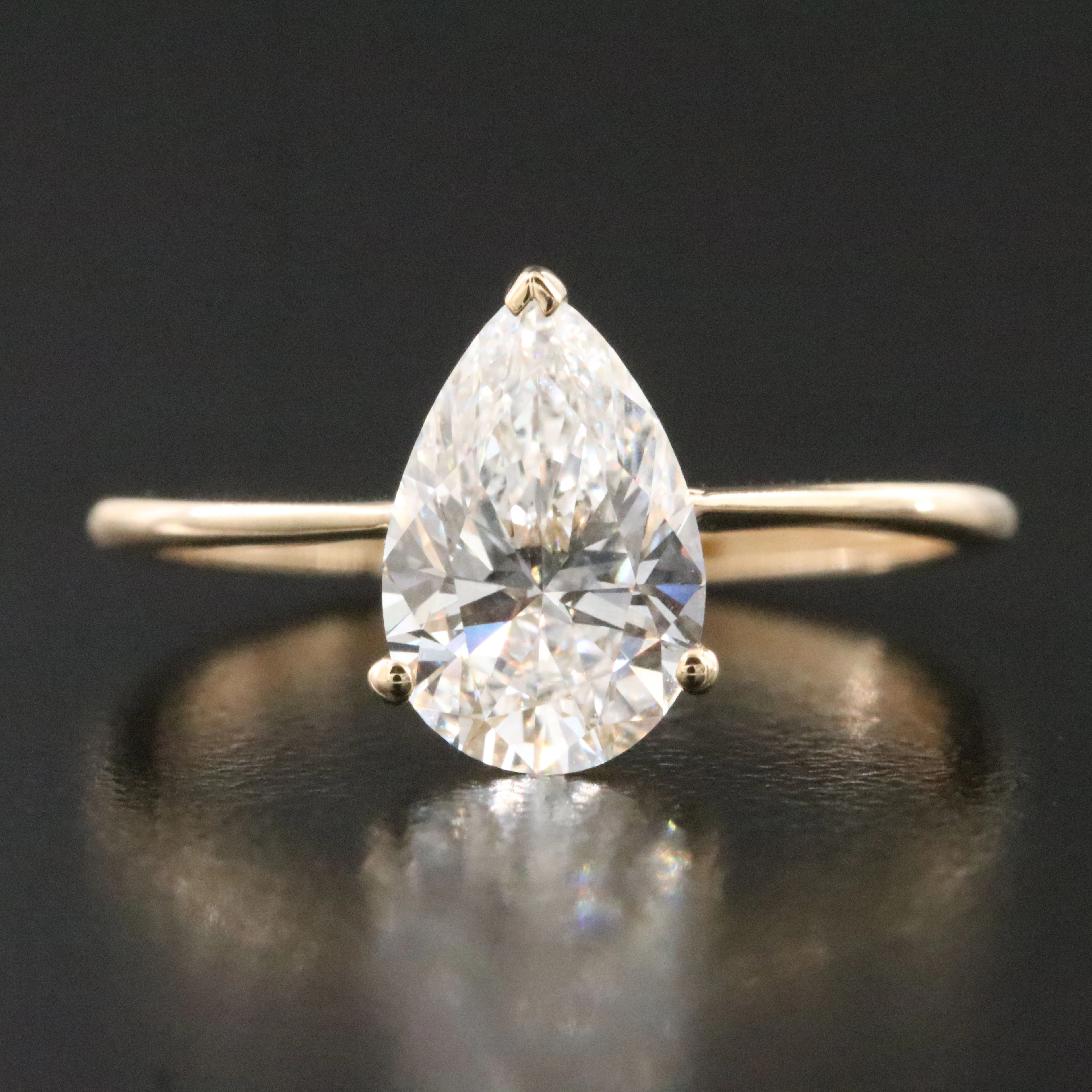 14K 1.53 CT Lab Grown Diamond Solitaire Ring with IGI Report