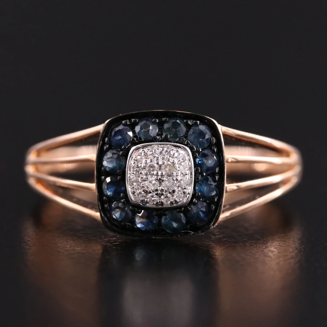 14K .04 CTW Diamond and Sapphire Ring