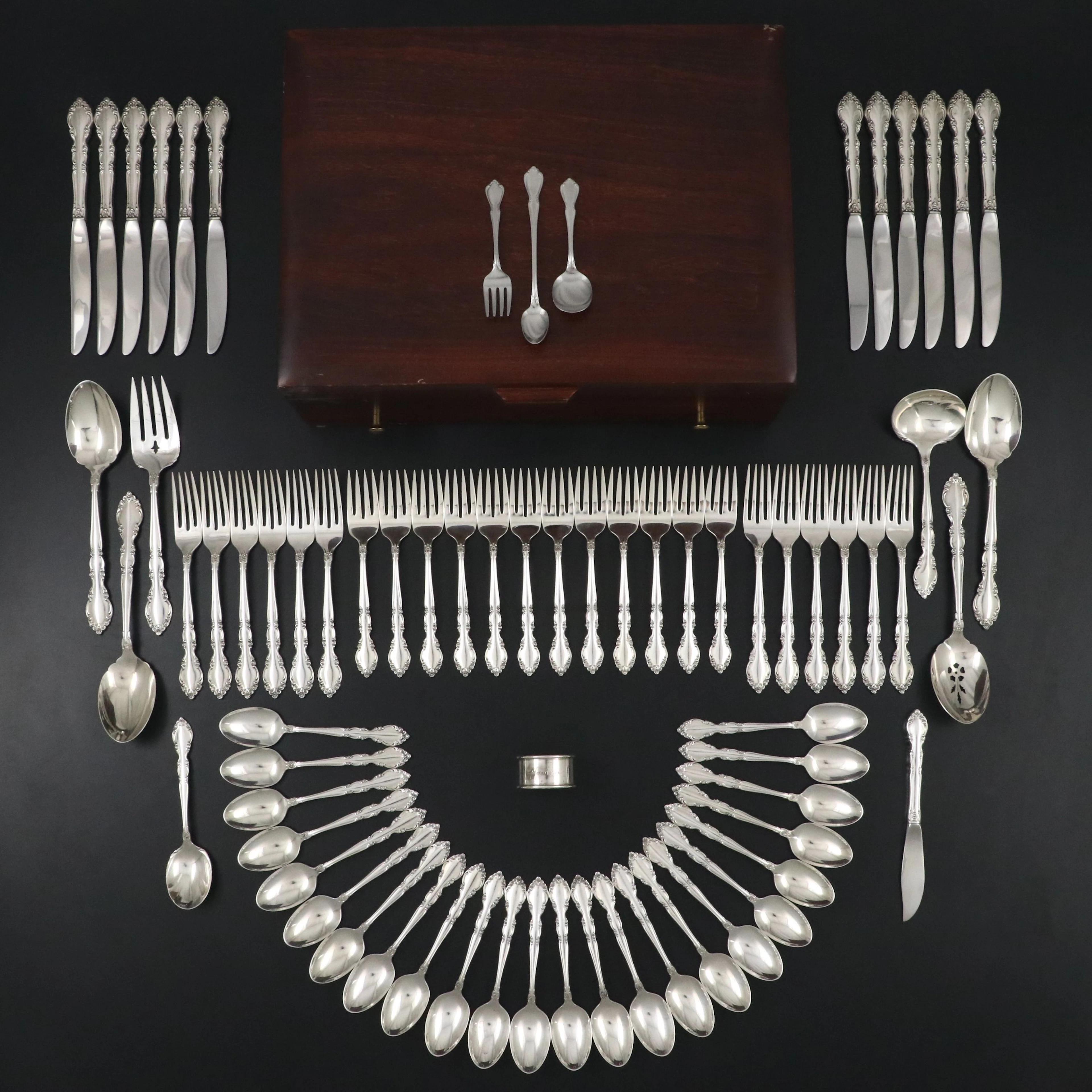 Oneida "Grandeur" Sterling Silver Flatware and Serving Utensils, 1960-2004