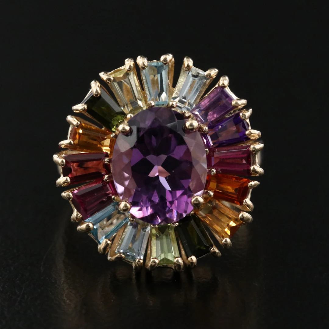 10K Gemstone Ring with an Amethyst Center