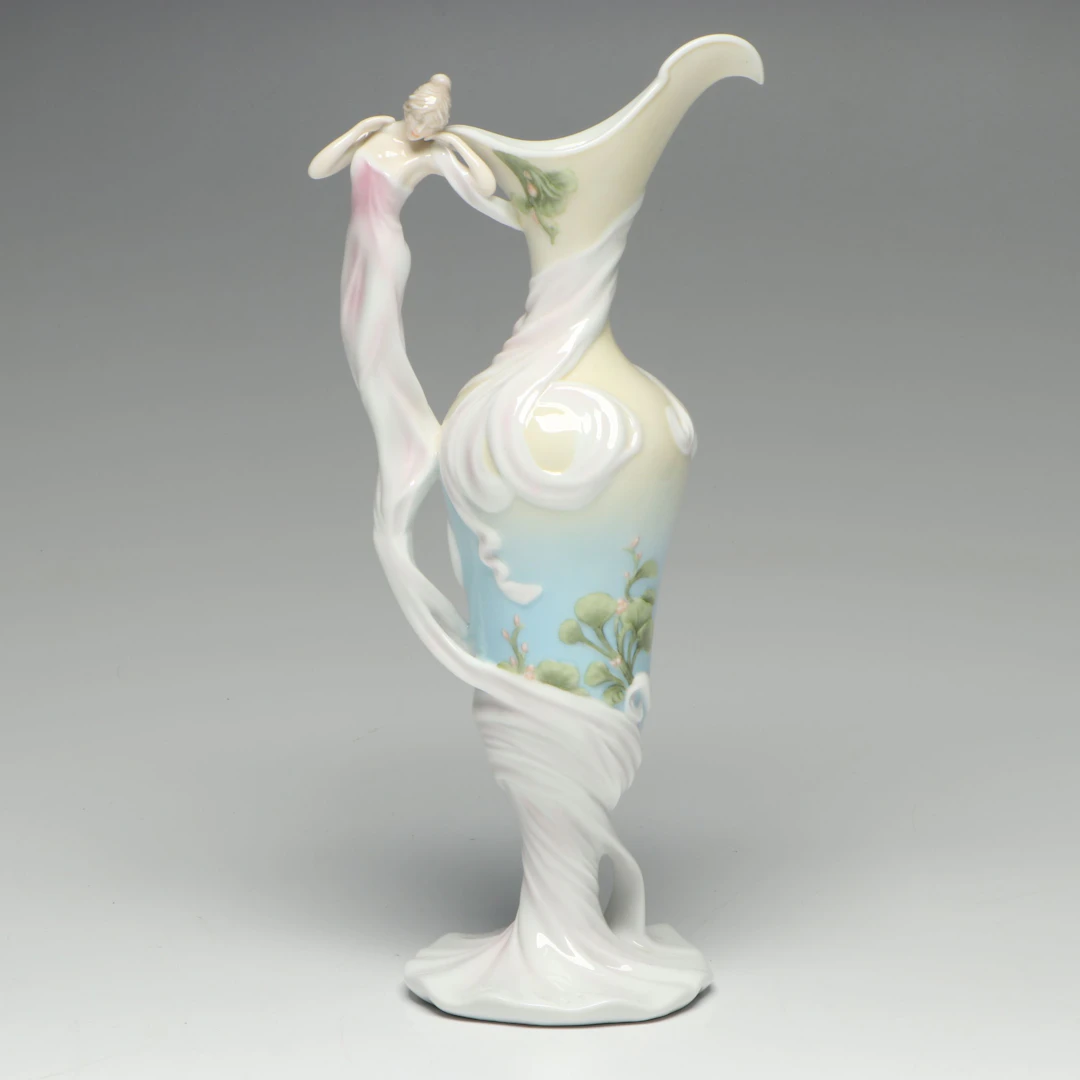 Art Nouveau Unicorn Studio Fine Porcelain Ewer with Figural Handle