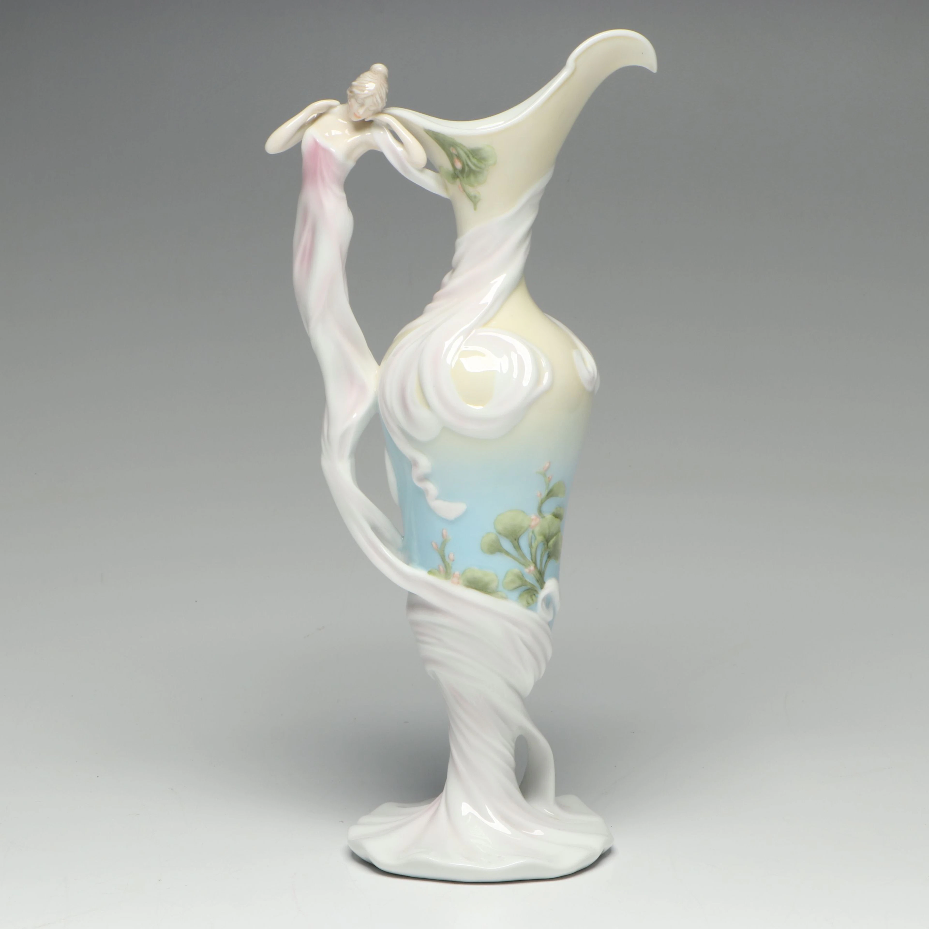 Art Nouveau Unicorn Studio Fine Porcelain Ewer with Figural Handle