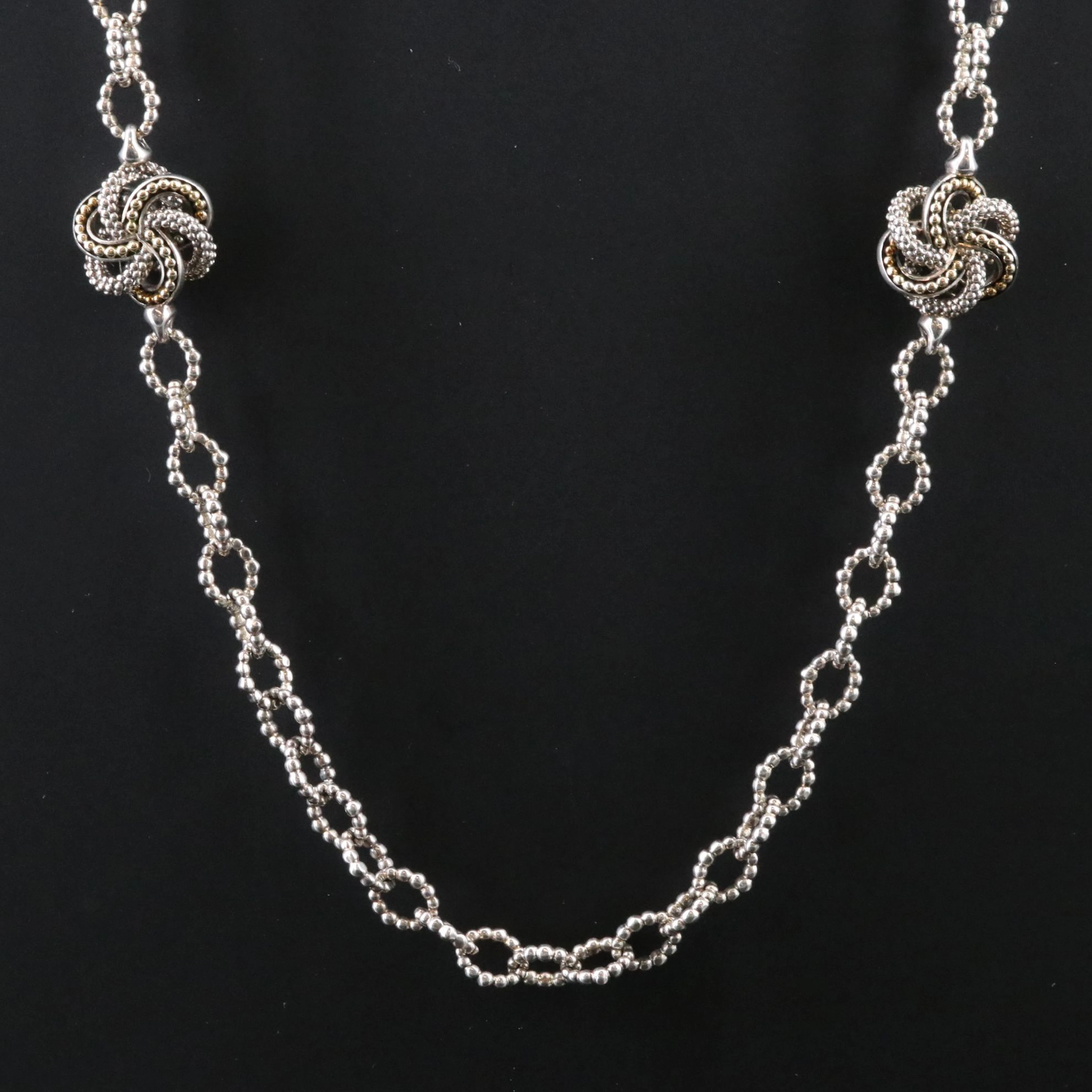 Lagos Sterling Love Knot Station Necklace with 18K Accents