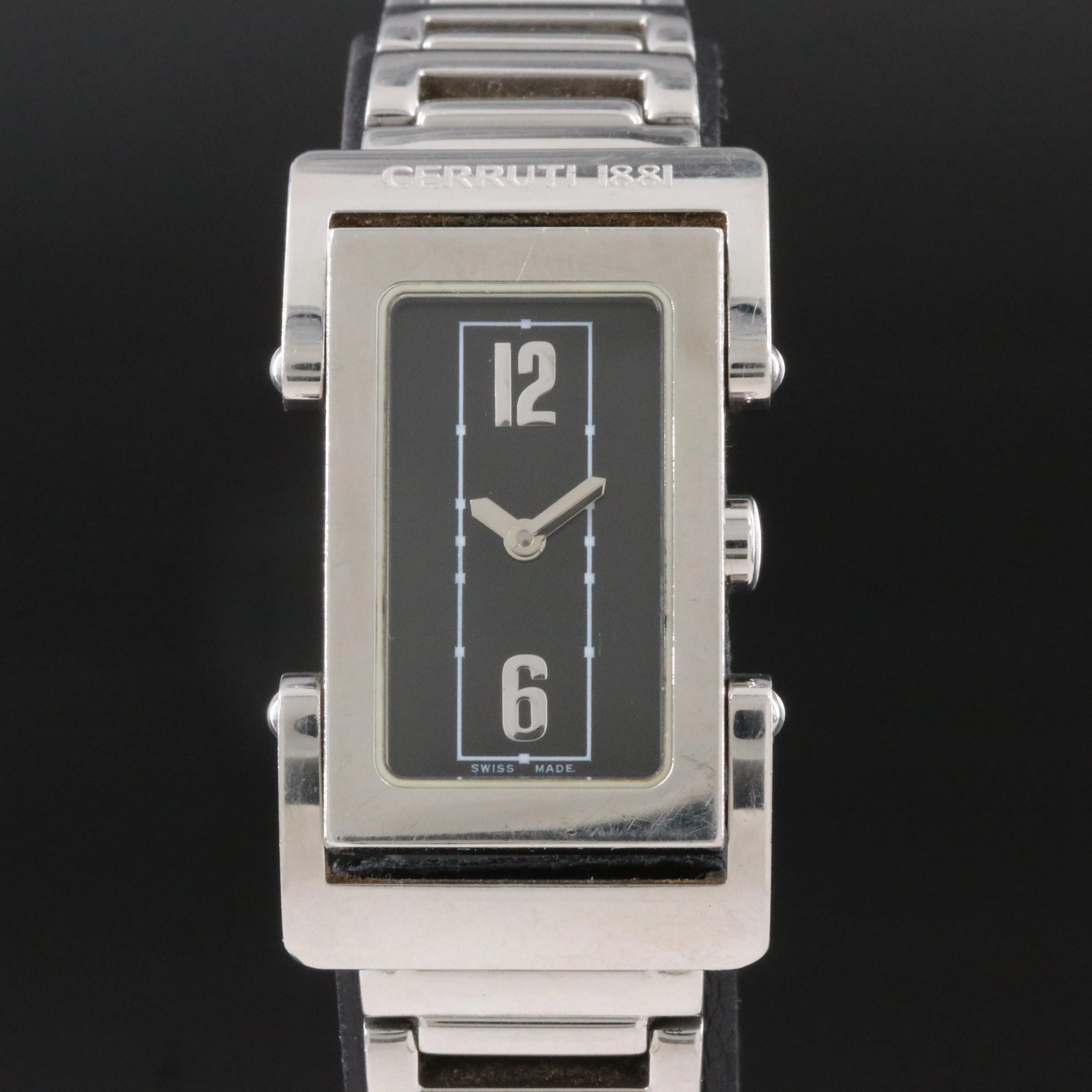 Cerruti 1881 La Luna Swiss Tank Style Stainless Steel Dress Watch