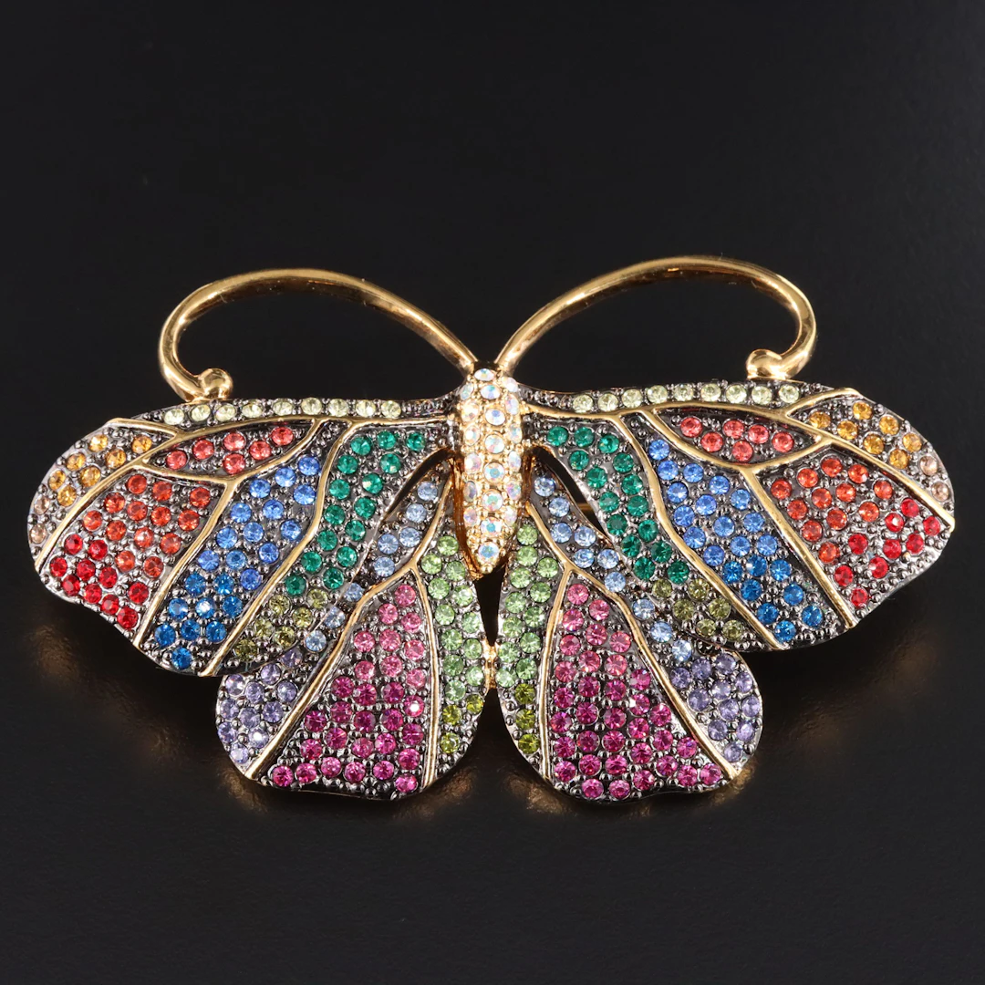 Joan Rivers Butterfly Rhinestone Brooch