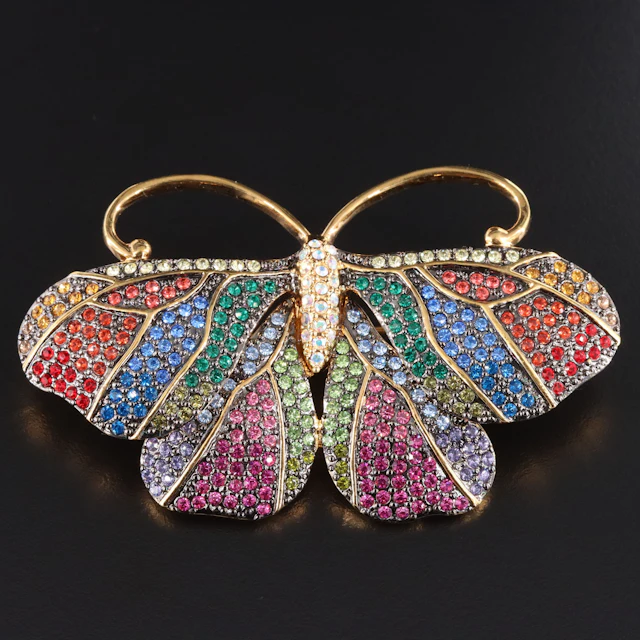 Joan Rivers Butterfly Rhinestone Brooch