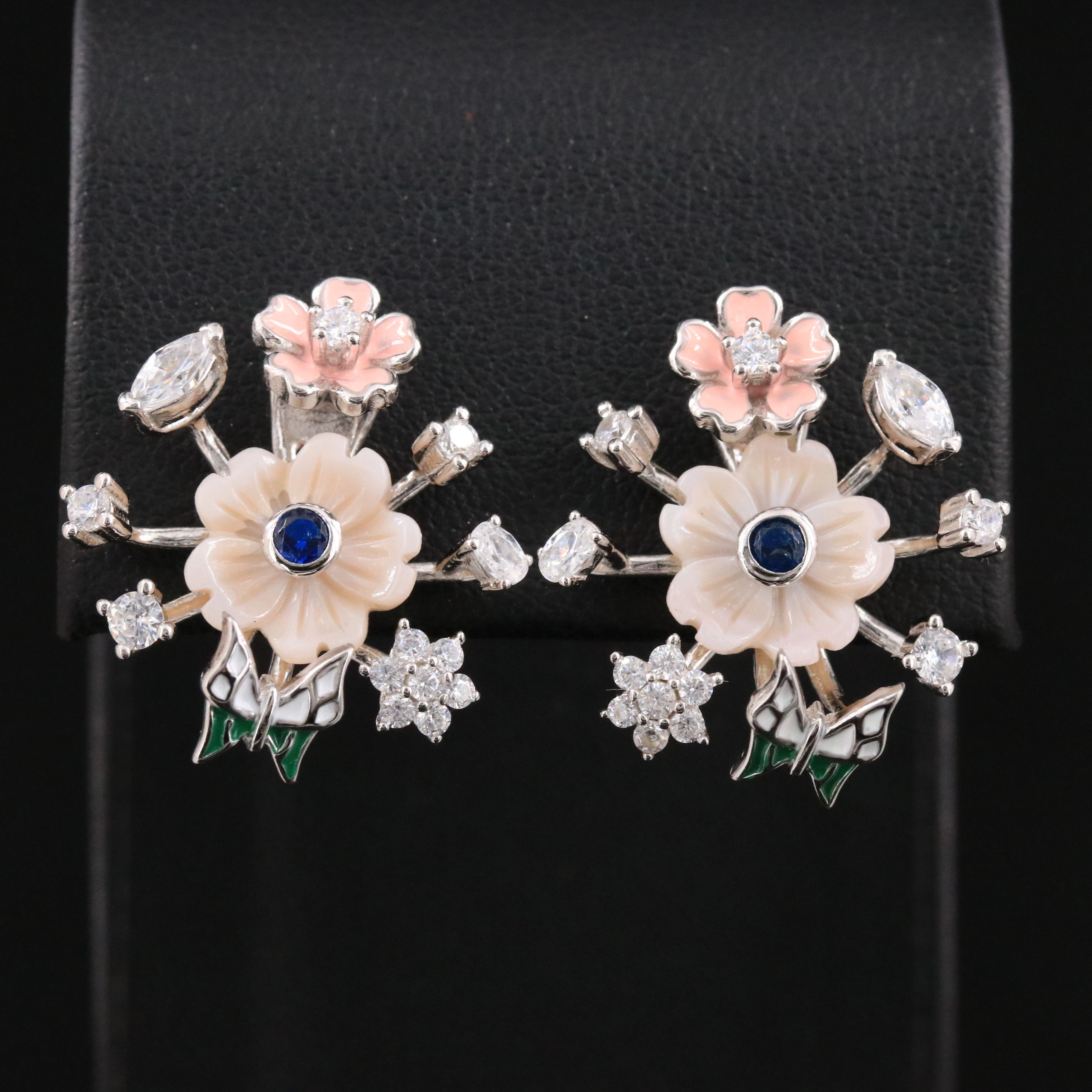 Sterling Earrings Including CZ, Spinel and Enamel