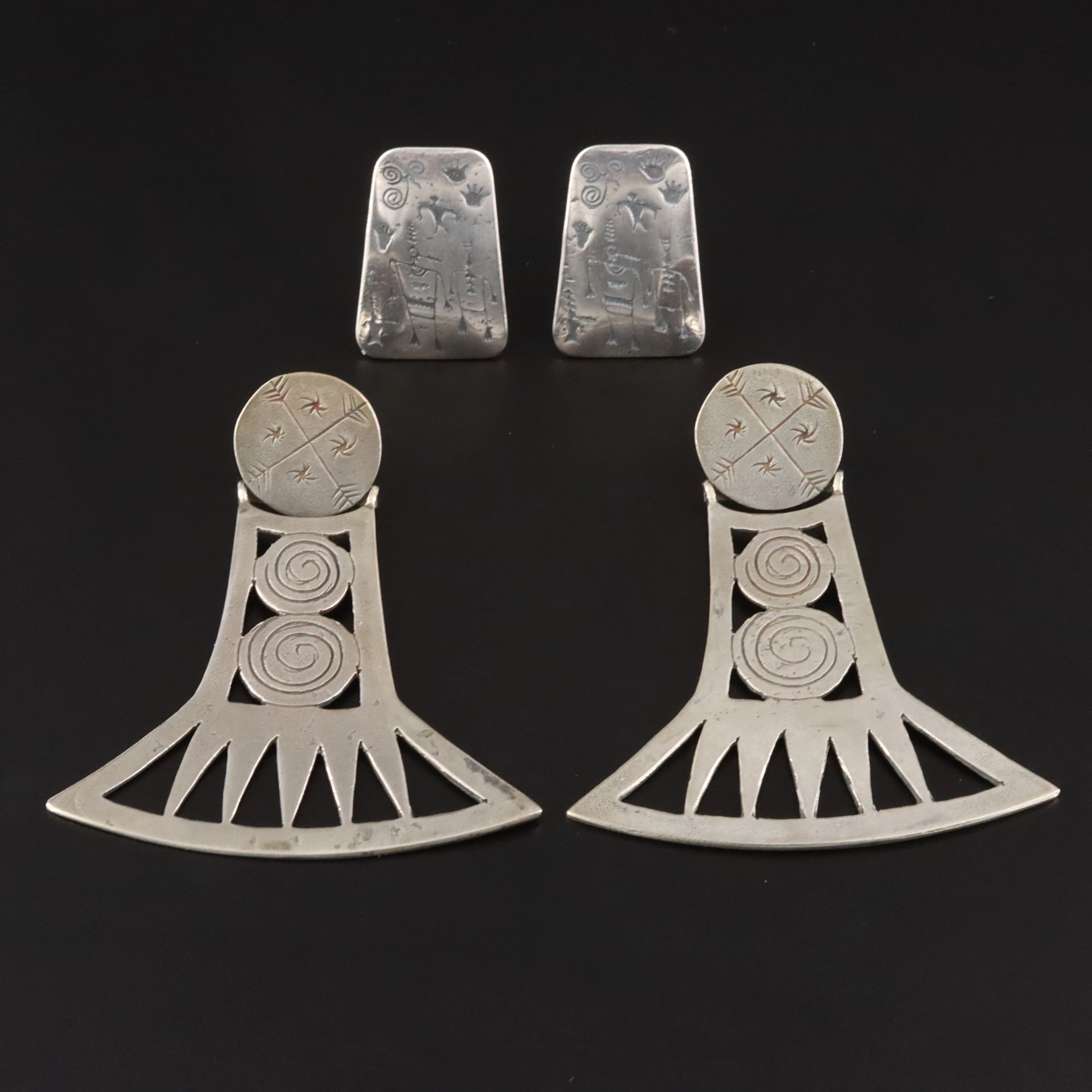 Plata Nativa & Petroglyph Sterling Earrings