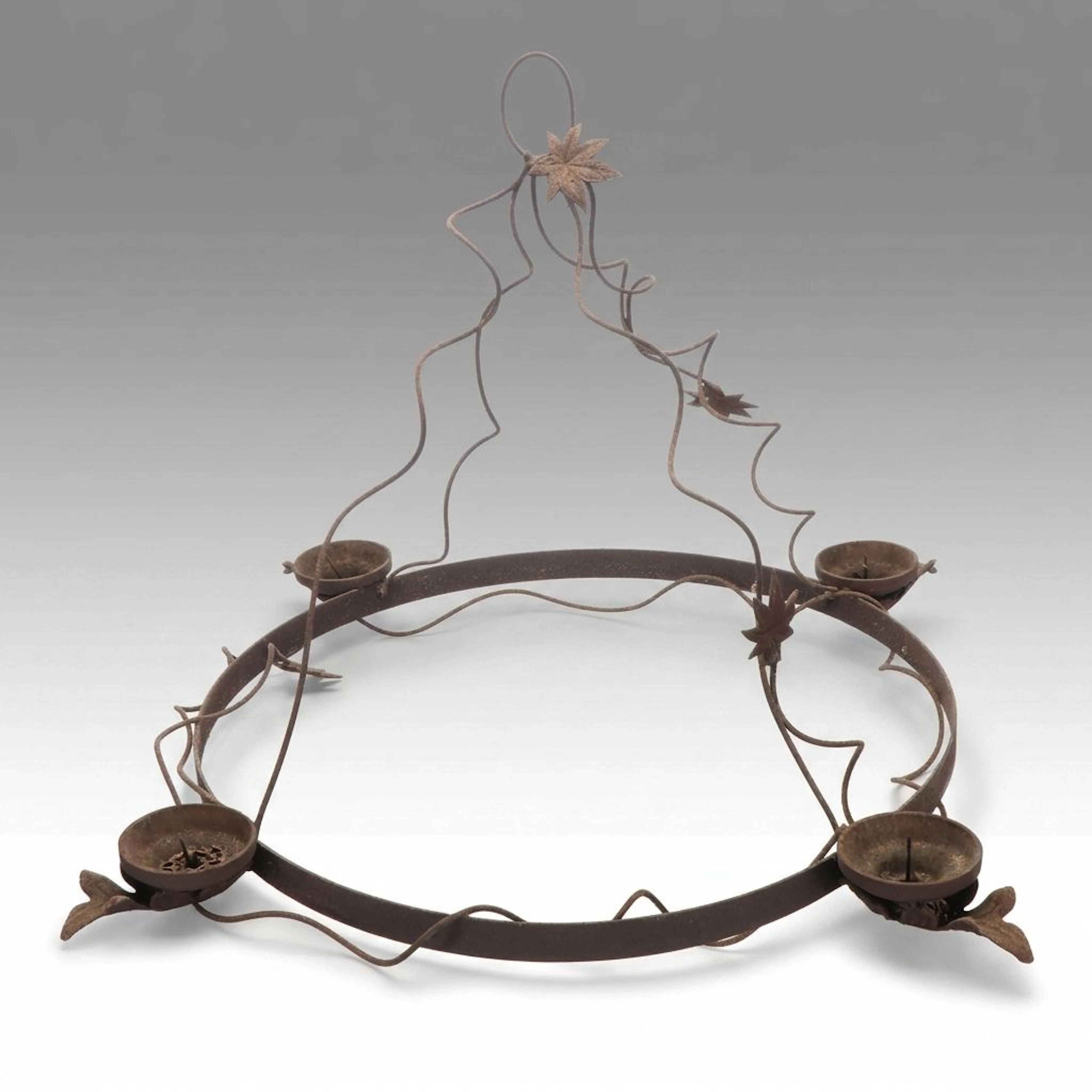 Wrought Iron Candle Pricket Chandelier