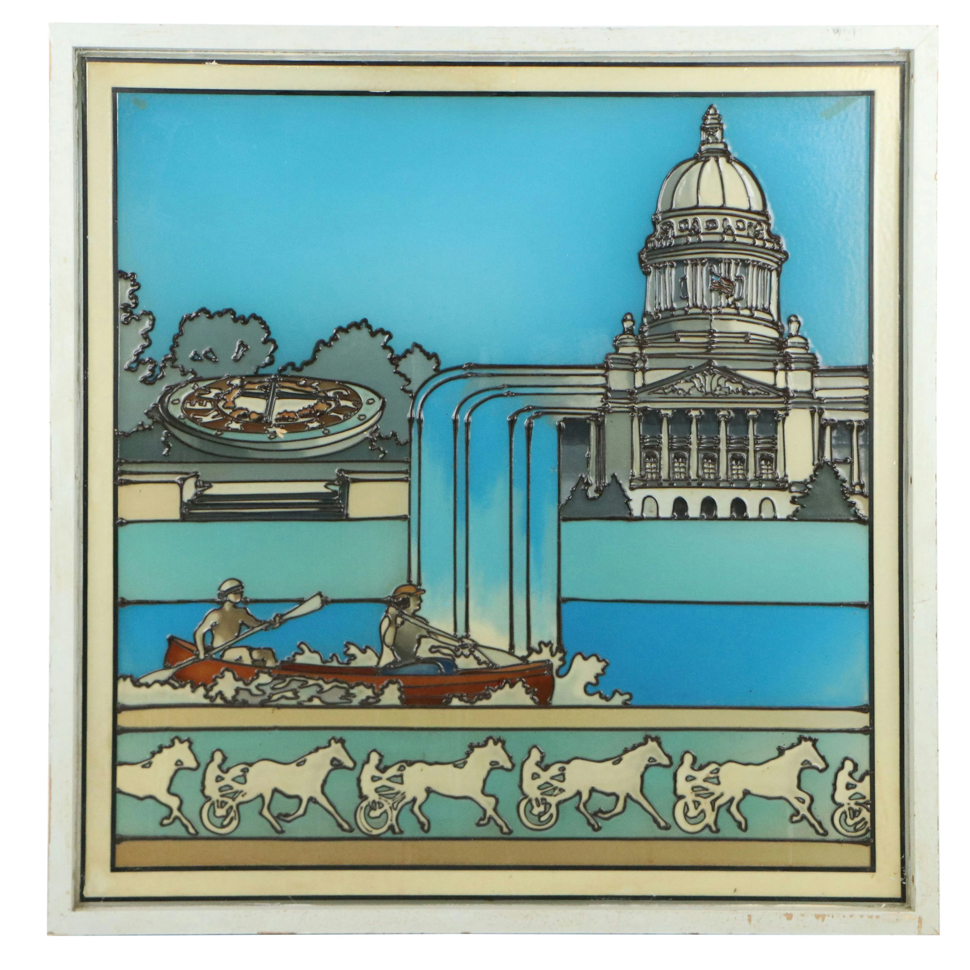 "Frankfort, KY" Faux Stained Glass Window Mixed Media Panel