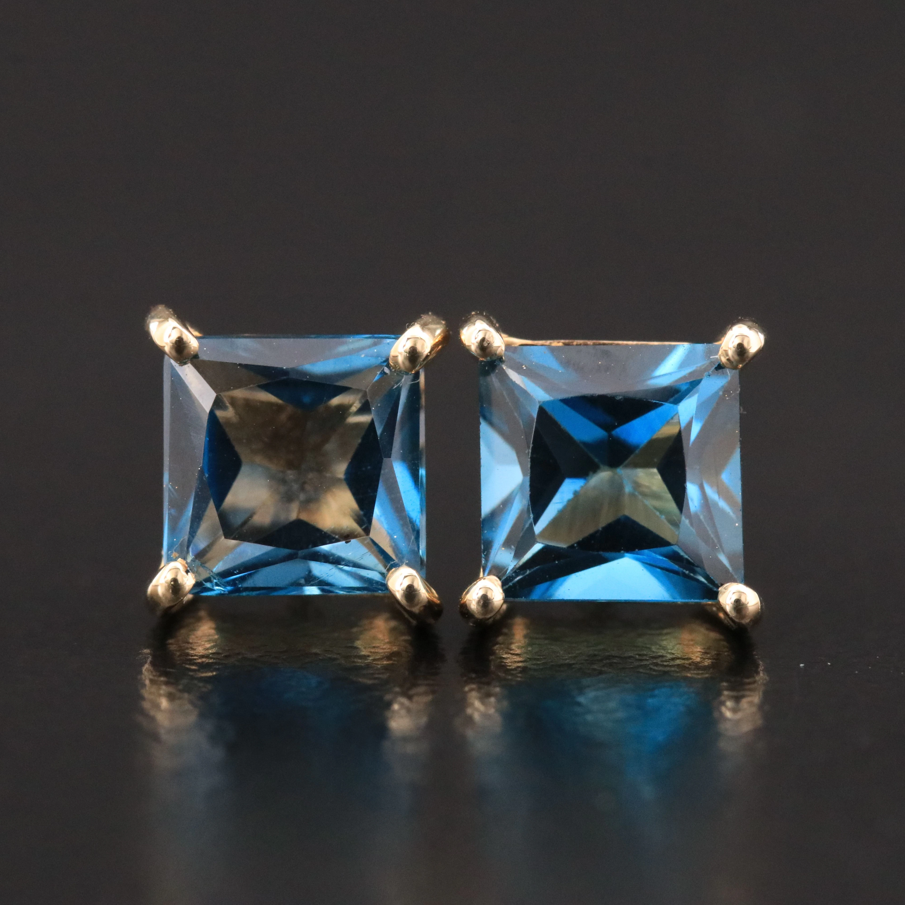 14K London Blue Topaz Stud Earrings