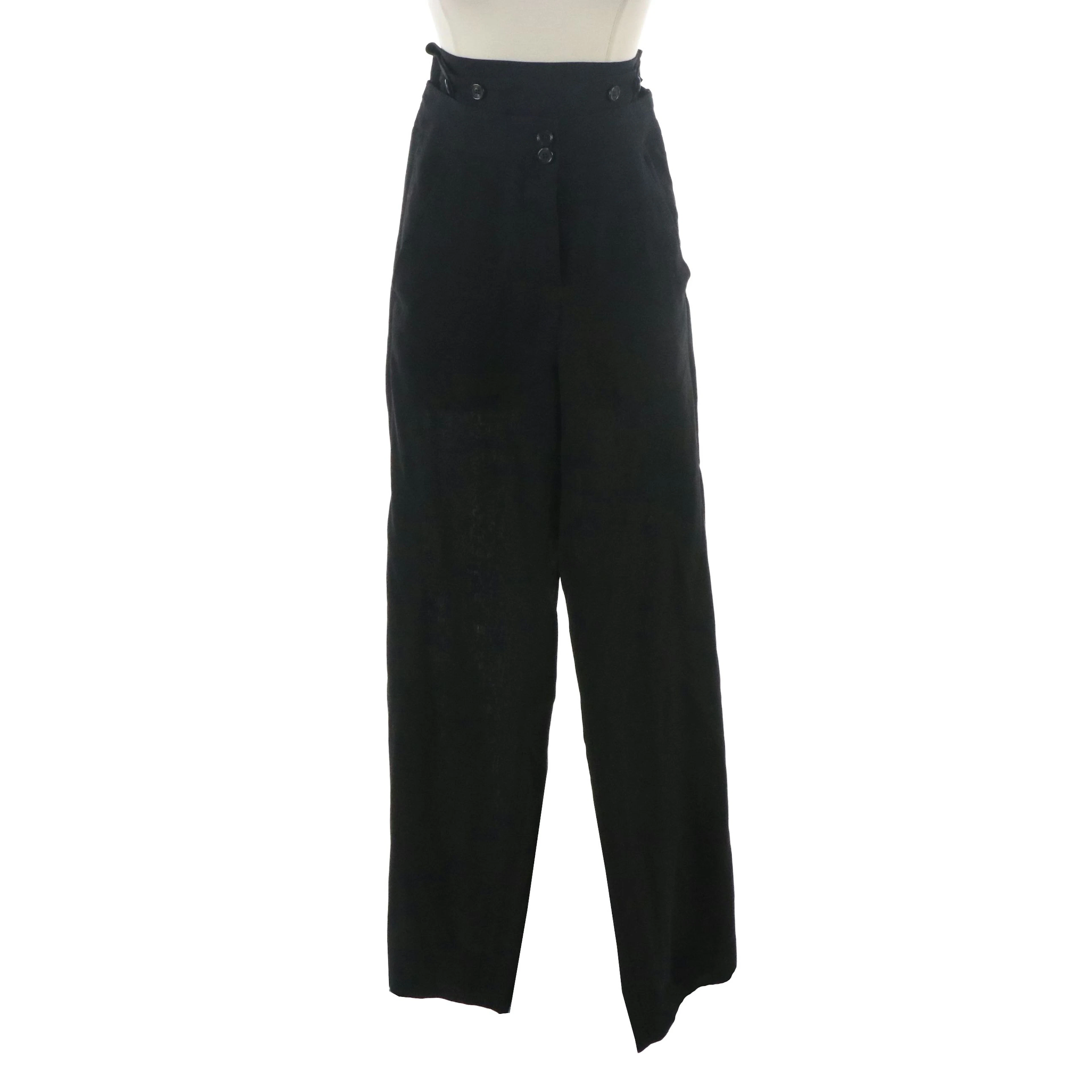 Ann Demeulemeester Double Waistline Trousers in Black Virgin Wool