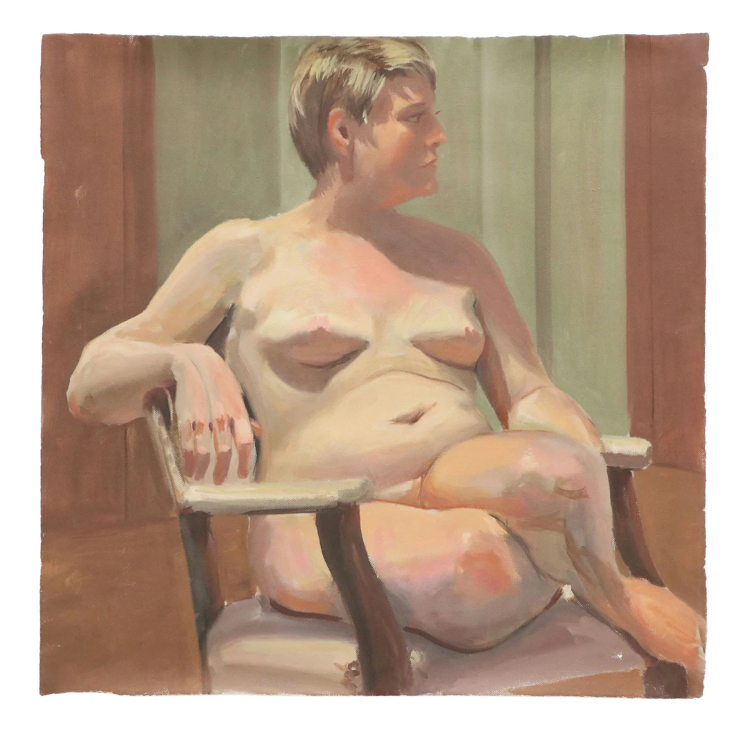 Larry Griggs Female Nude Oil on Unstretched Canvas