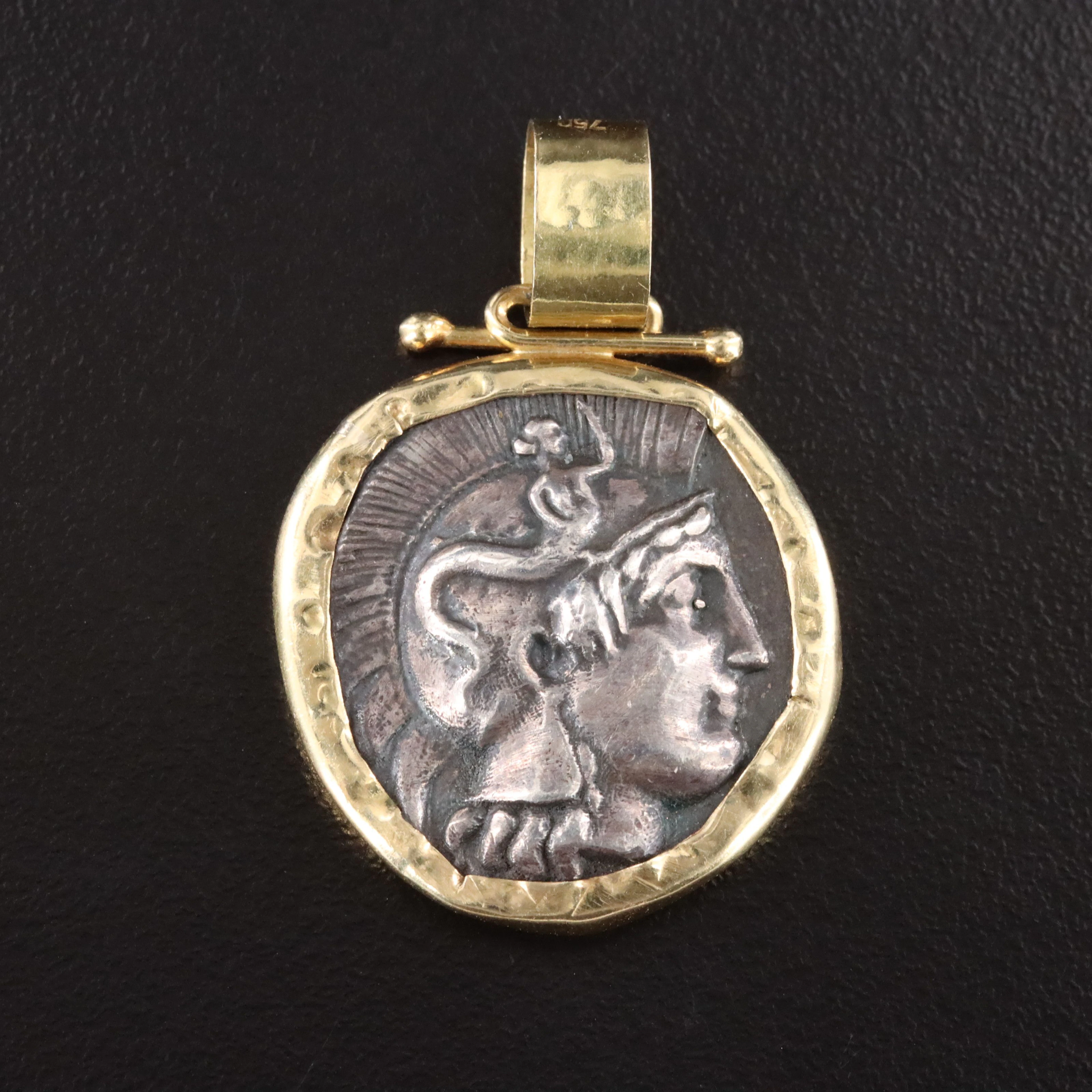 14K Pendant with Ancient Greece, Lucania, Thourioi AR Double Nomos Coin