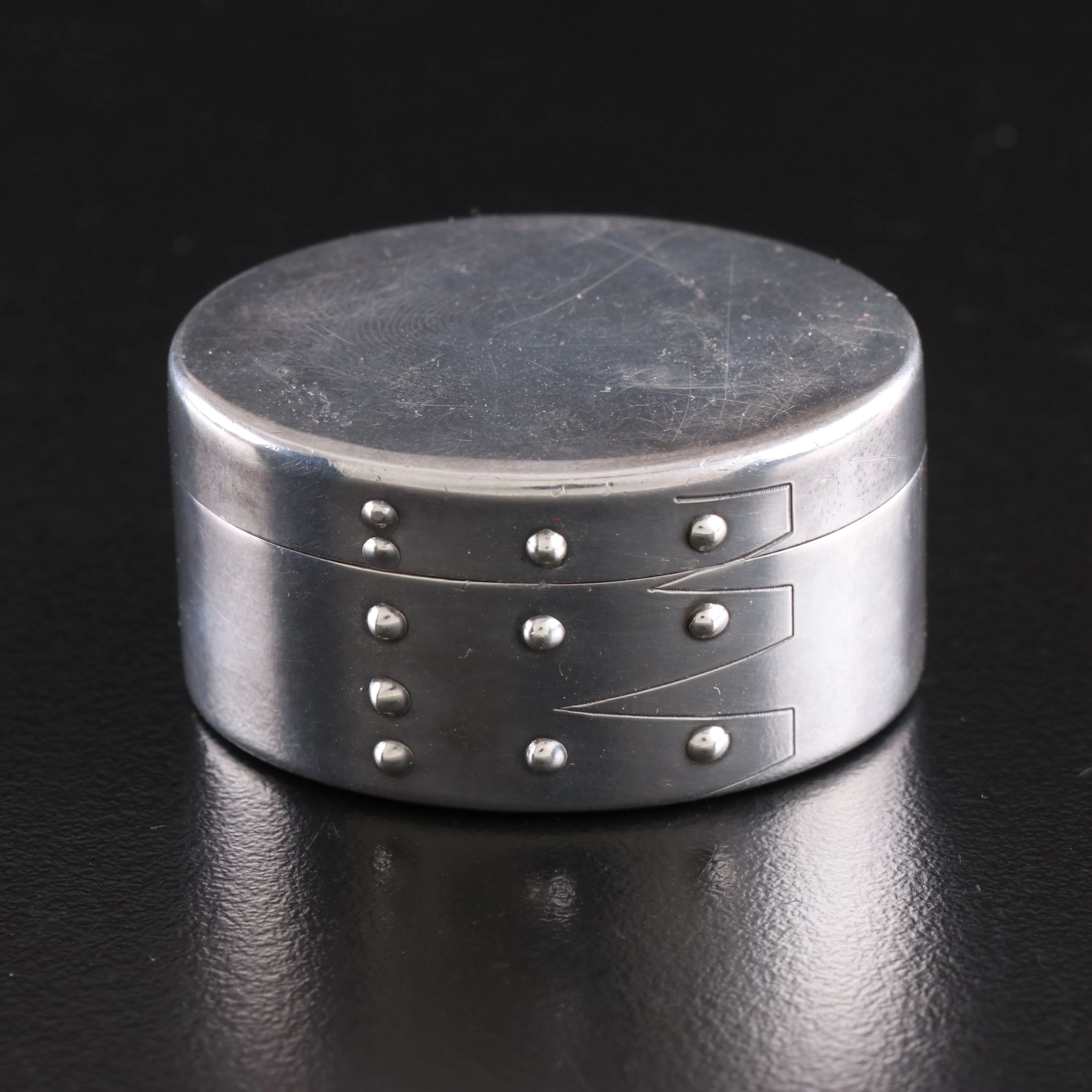 Tiffany & Co. Shaker Style Sterling Silver Oval Pillbox
