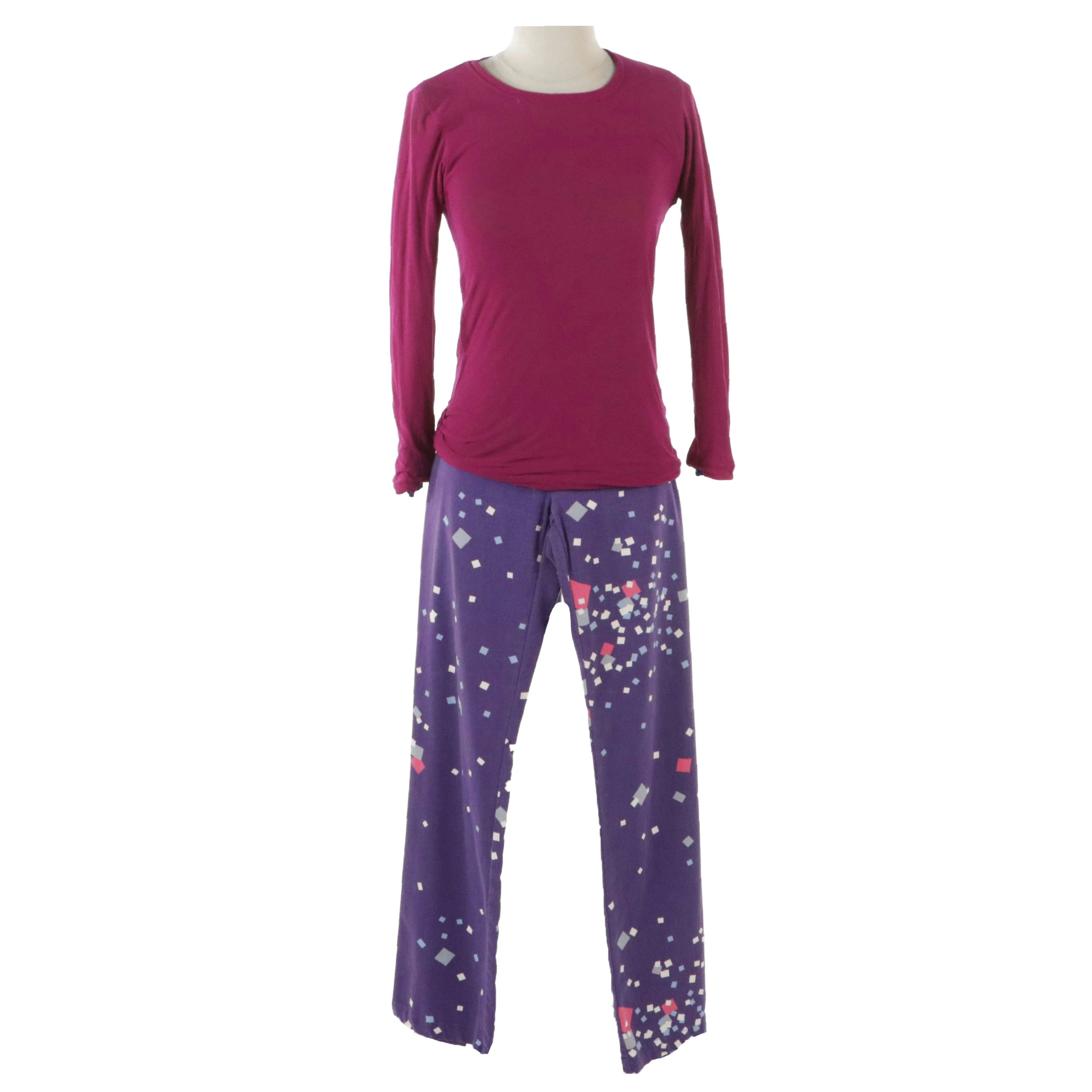 Moschino Jeans Purple Printed Pants and Comme des Garçons Multicolored Top