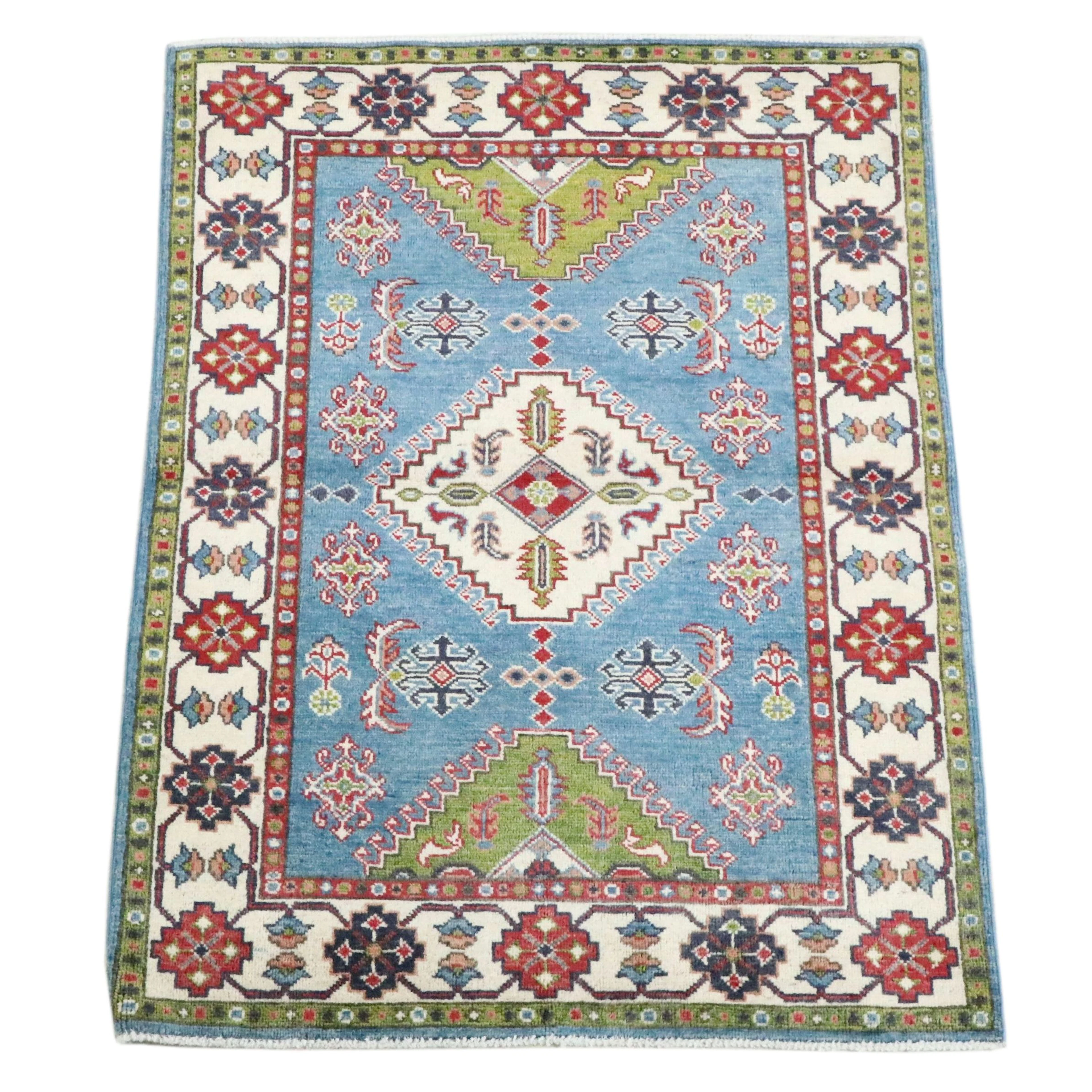 3'4 x 4'10 Hand-Knotted Afghan Kazak Accent Rug