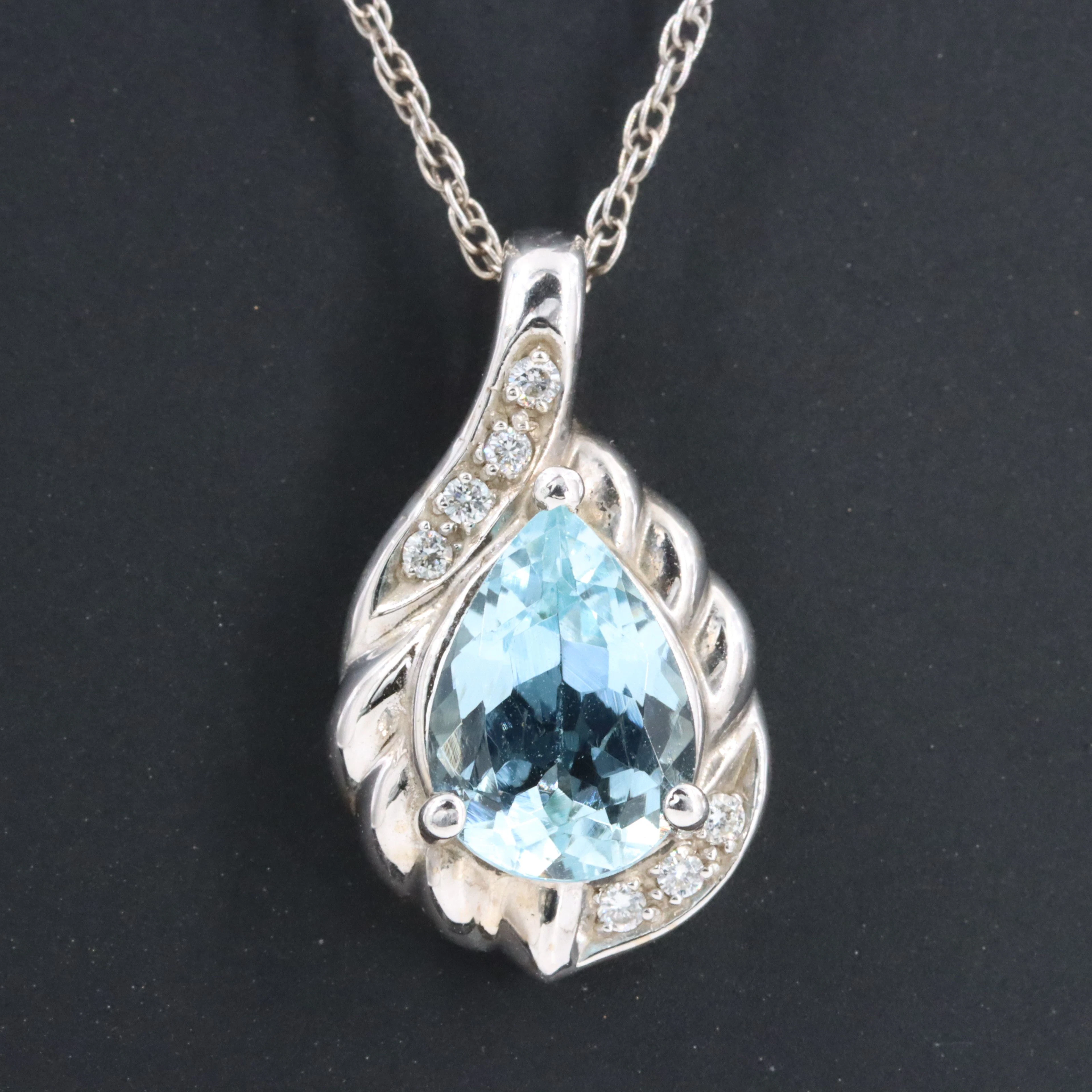 14K Aquamarine and Diamond Necklace