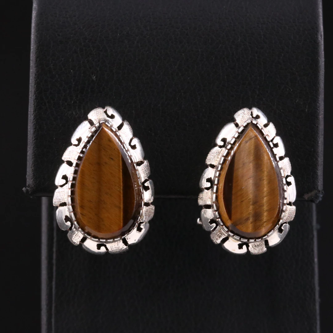 Sterling Tiger's Eye Earrings