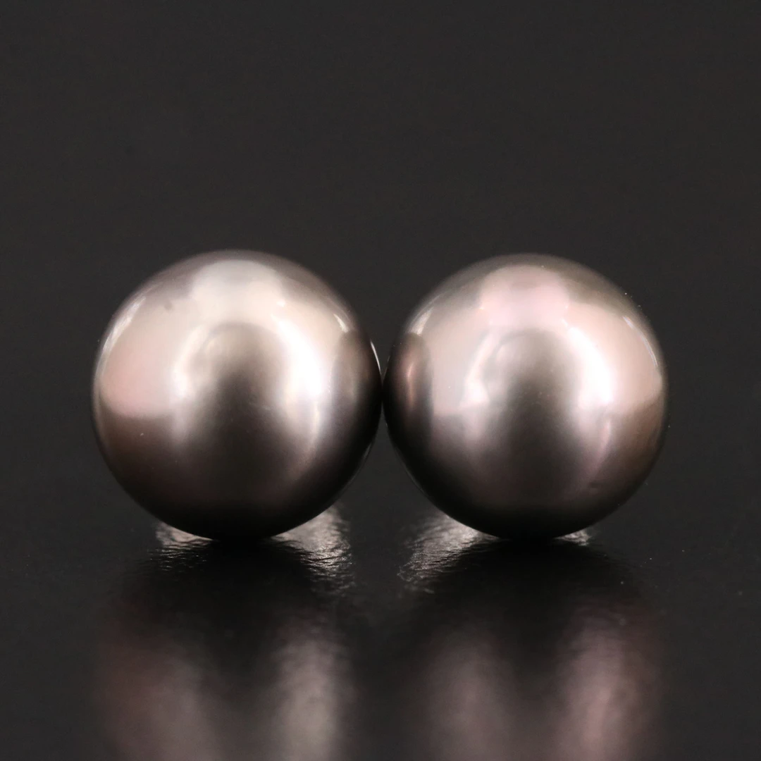 14K Dark Pearl Solitaire Earrings