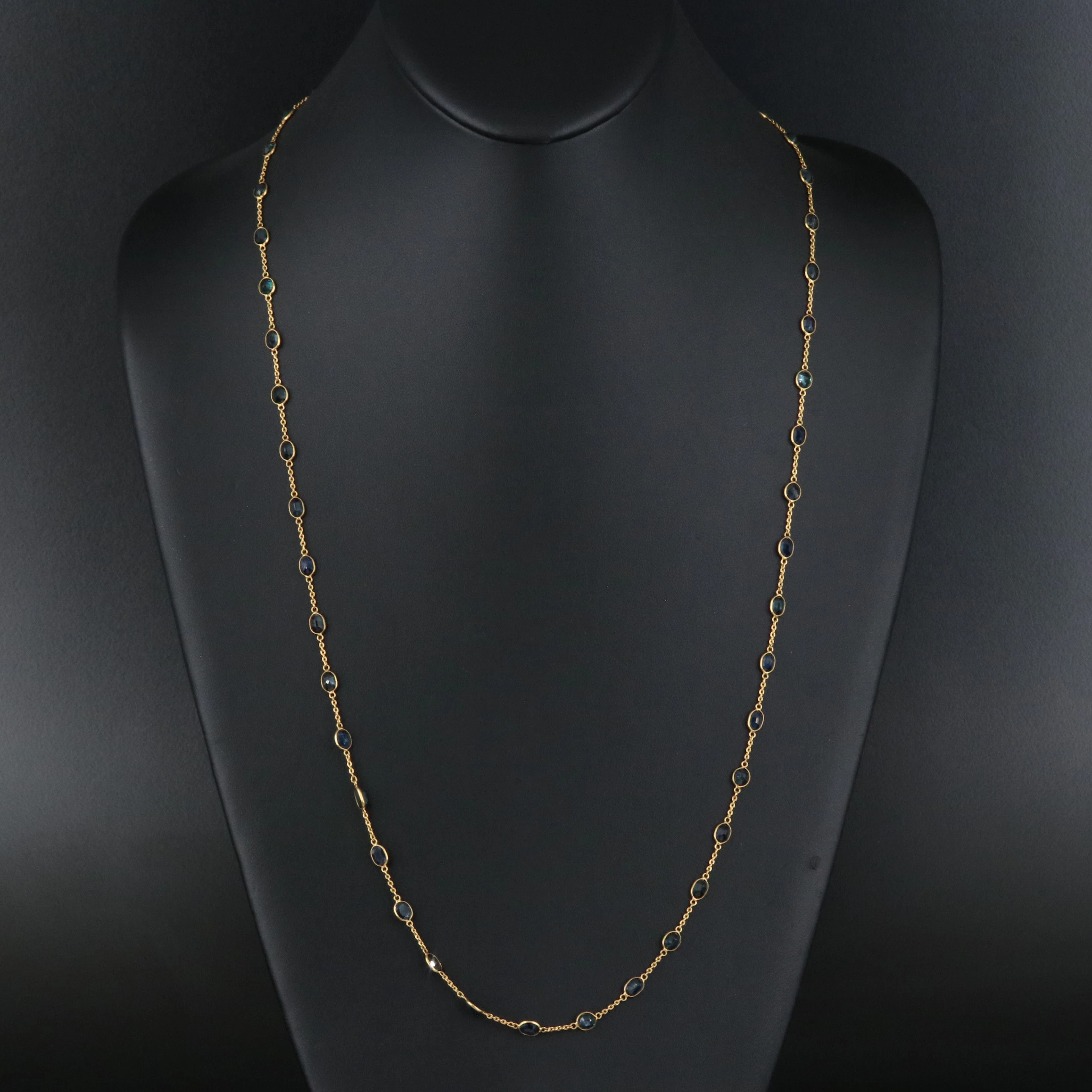 18K Sapphire Station Necklace