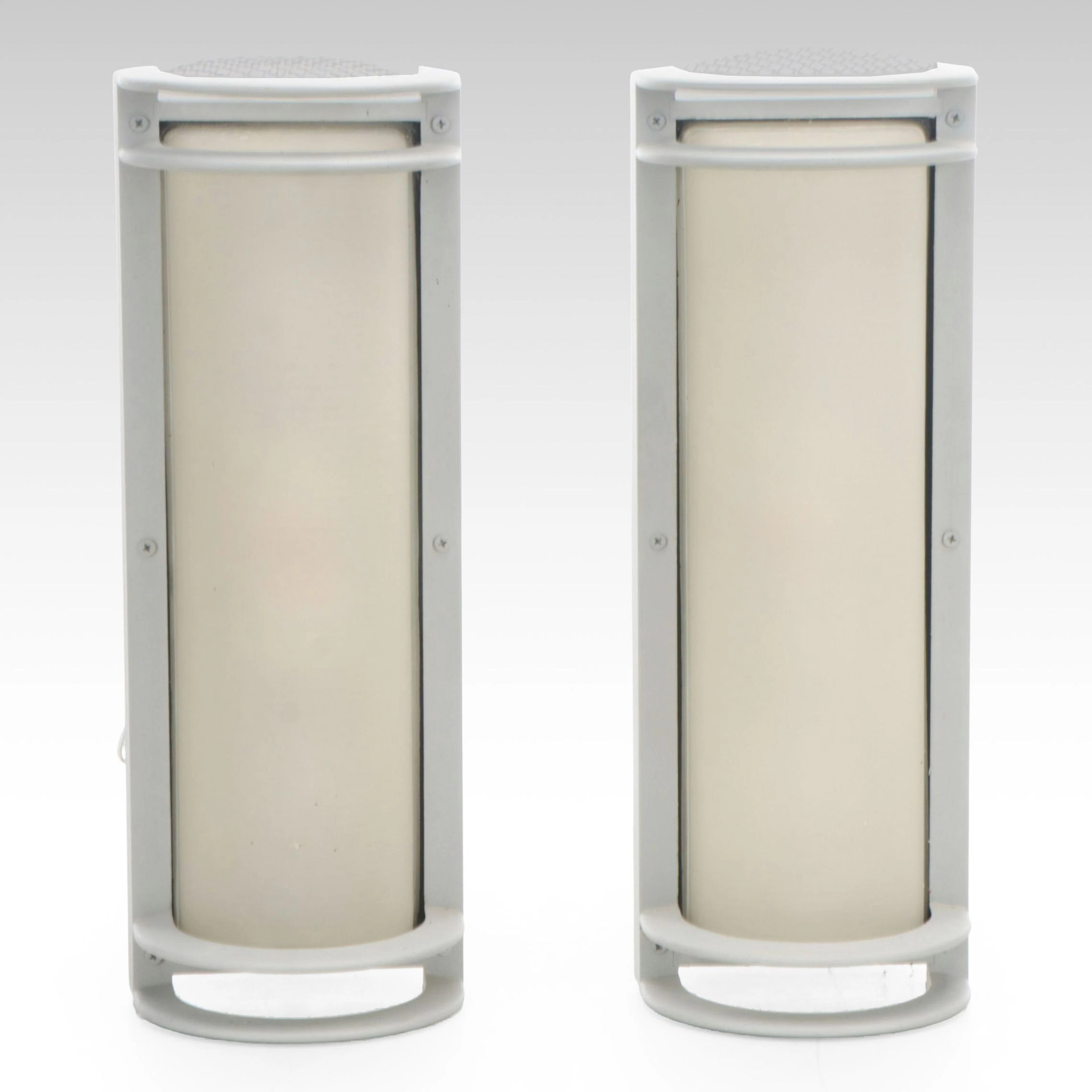 Pair of Frosted Glass Outdoor Wall Sconces, Contemporary
