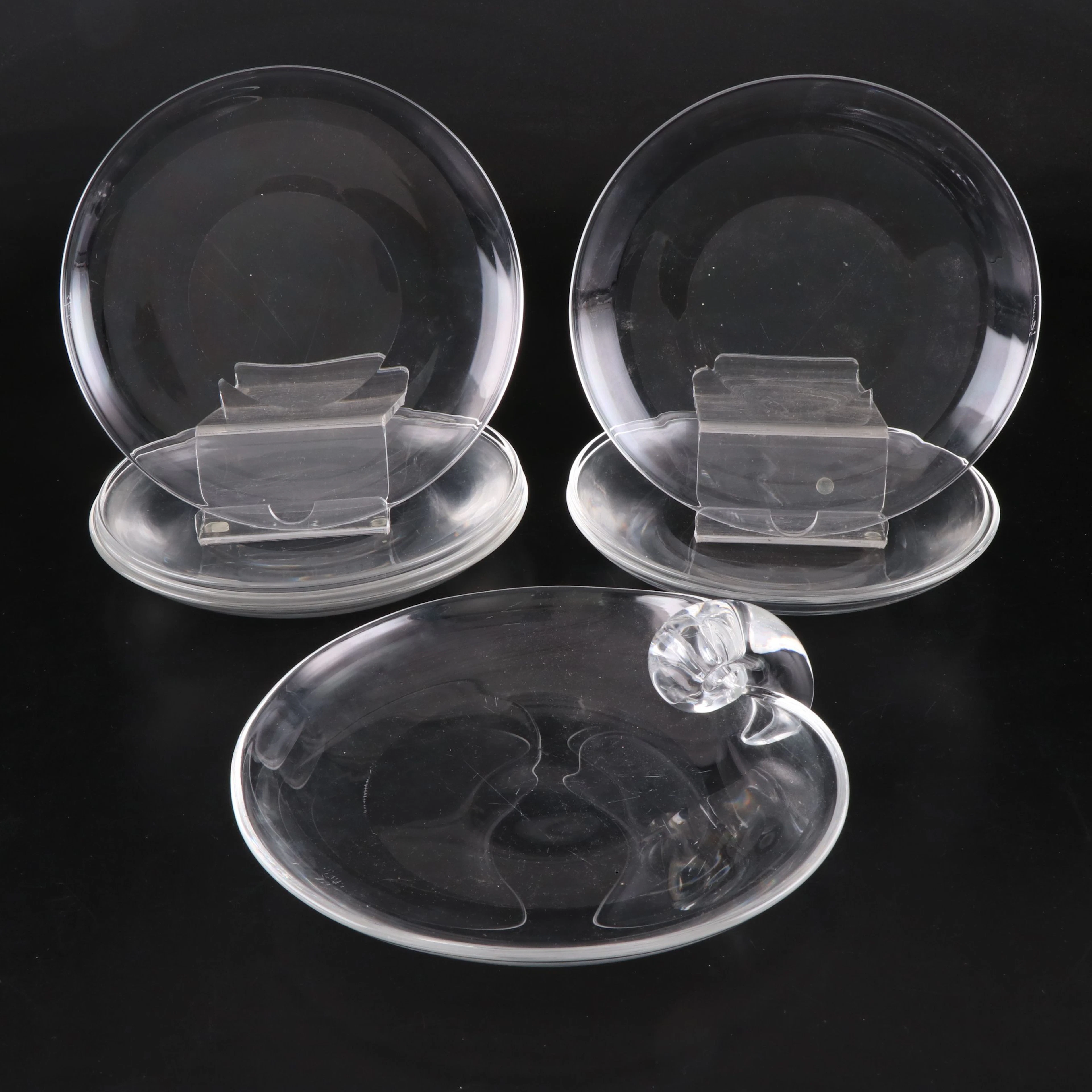 Steuben Glass Luncheon Plates with Apple-Shaped Platter