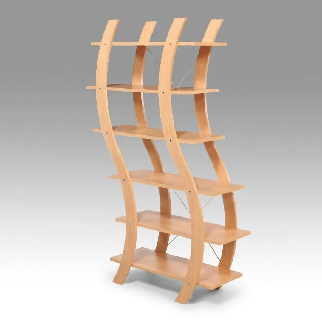 Postmodernist S-Curve Wooden Bookcase