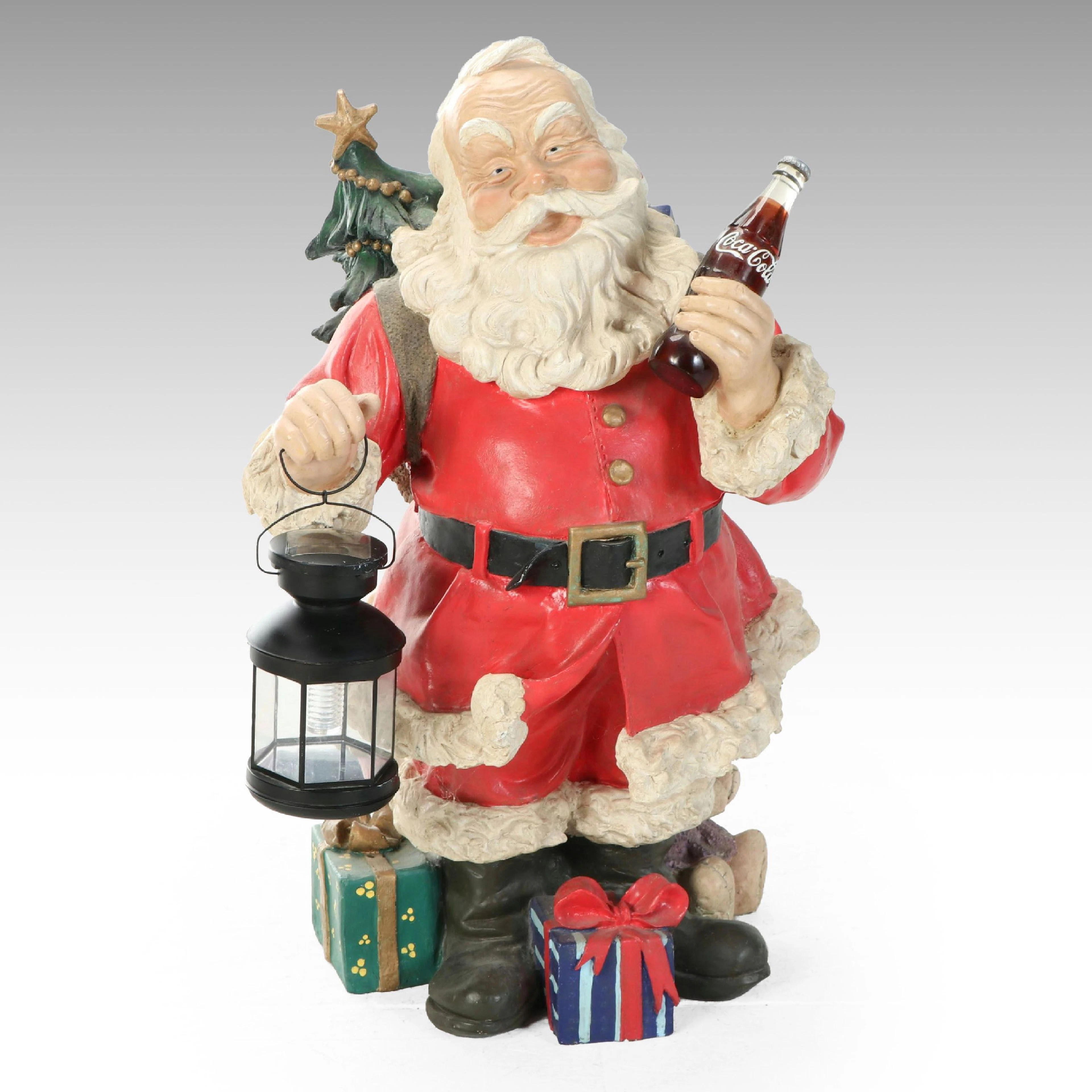 Coca-Cola Resin Santa Claus Statue with Lantern