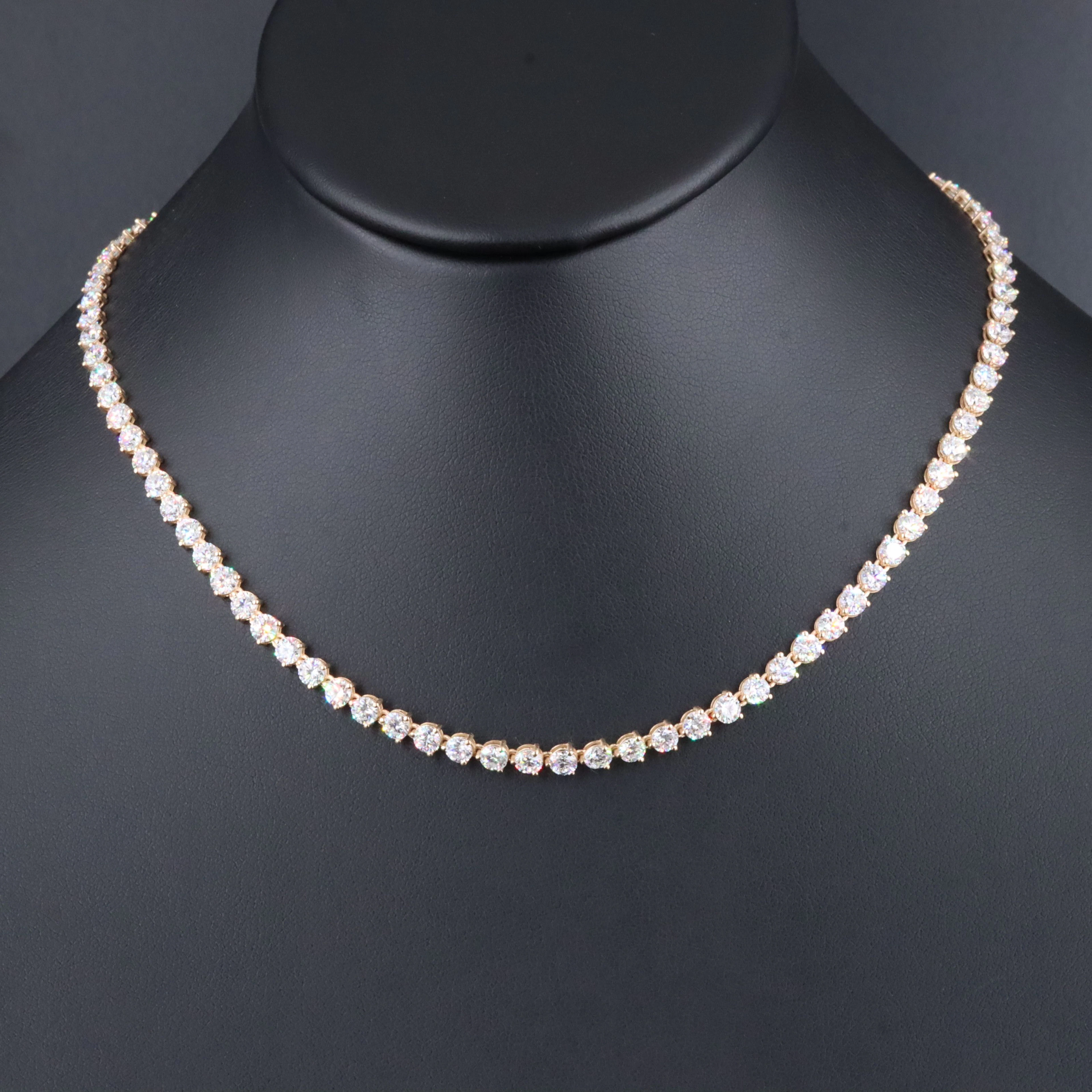 14K 16.79 CTW Lab Grown Diamond Rivière Necklace with IGI Jewelry Report