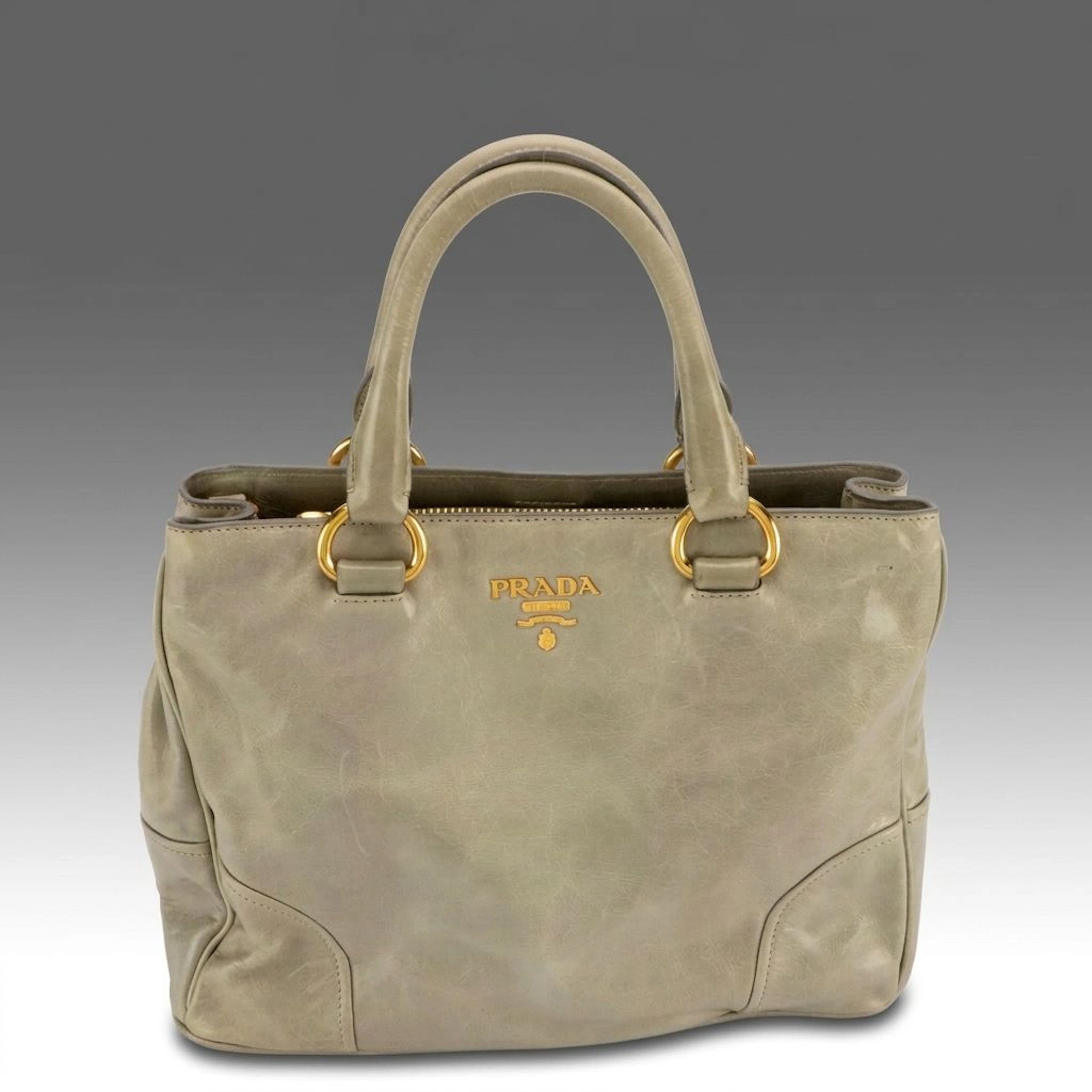 Prada Vitello Shine Crinkled Leather Two-Way Shopping Tote Bag