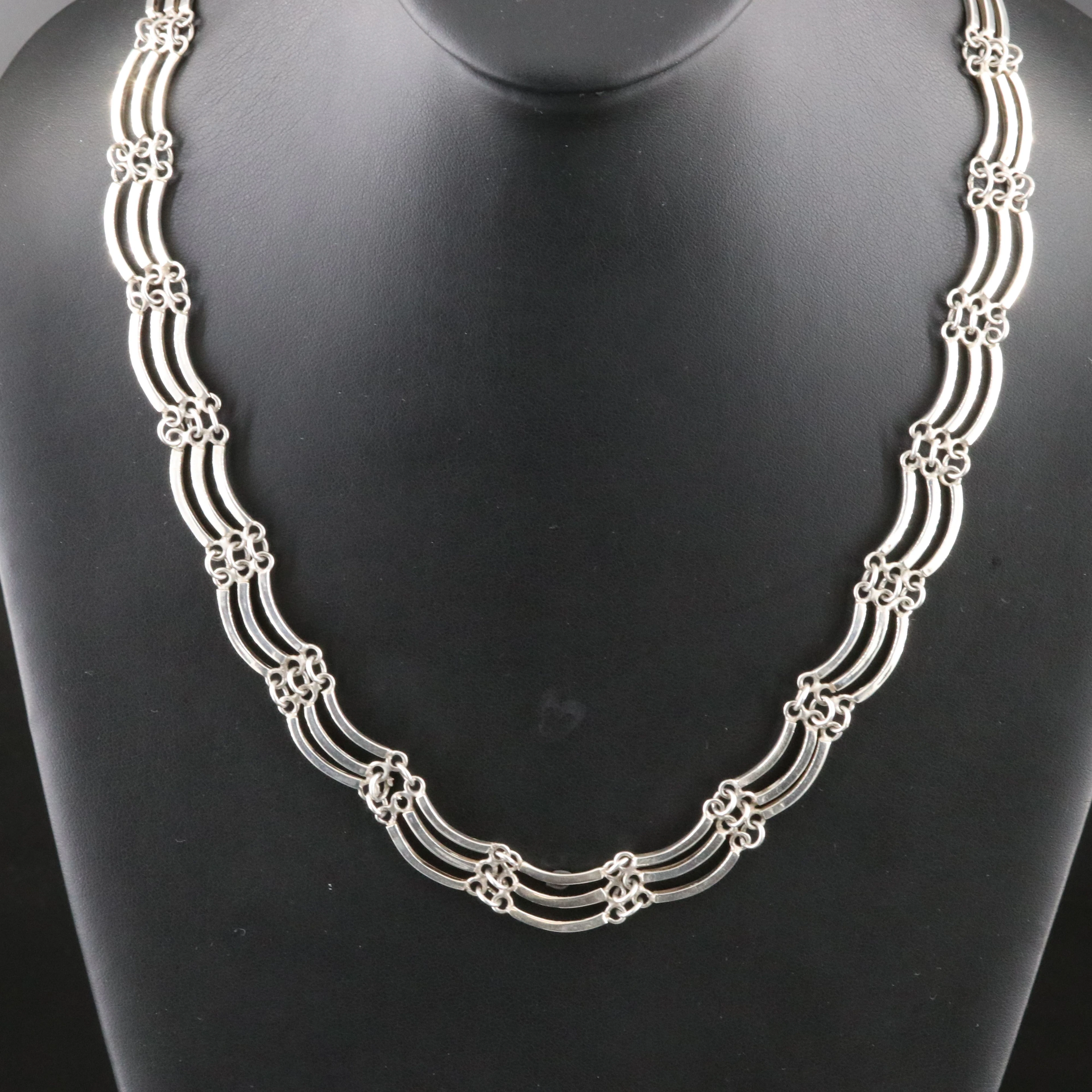 Taxco Sterling Festoon Link Necklace