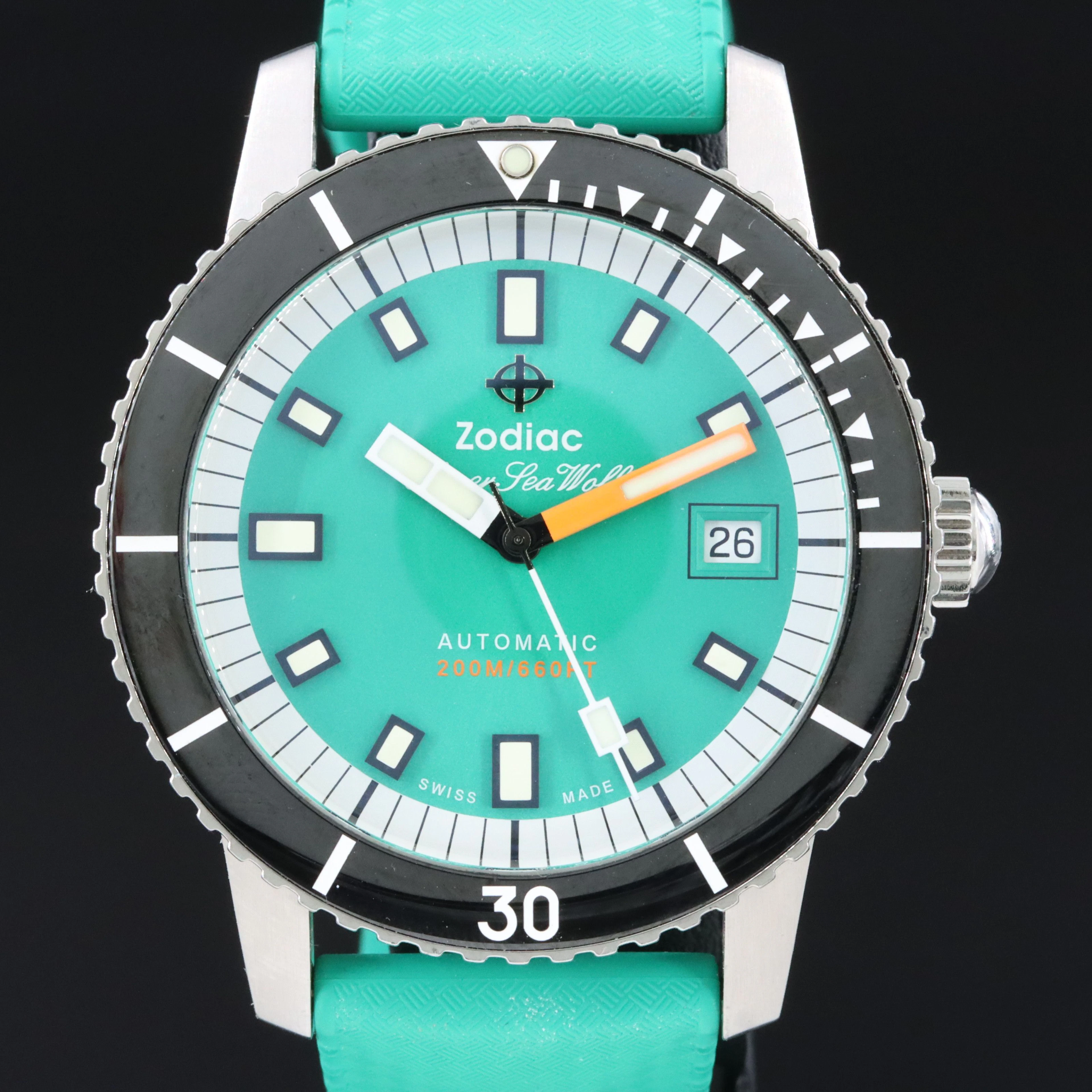 Zodiac Super Sea Wolf Stainless Steel Swiss Automatic Dive Watch # Z09305