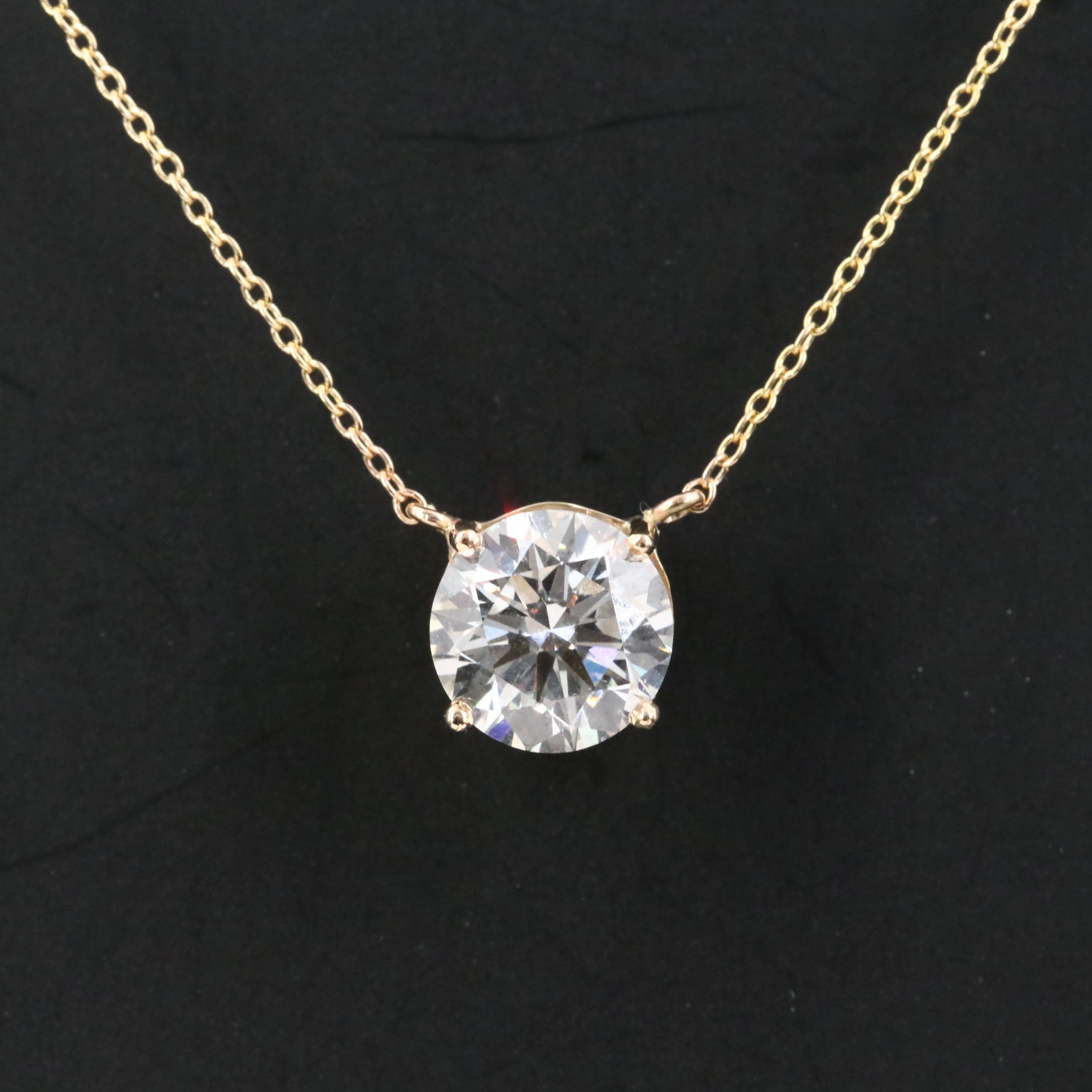 14K 2.06 CT Lab Grown Diamond Solitaire Necklace with IGI Report