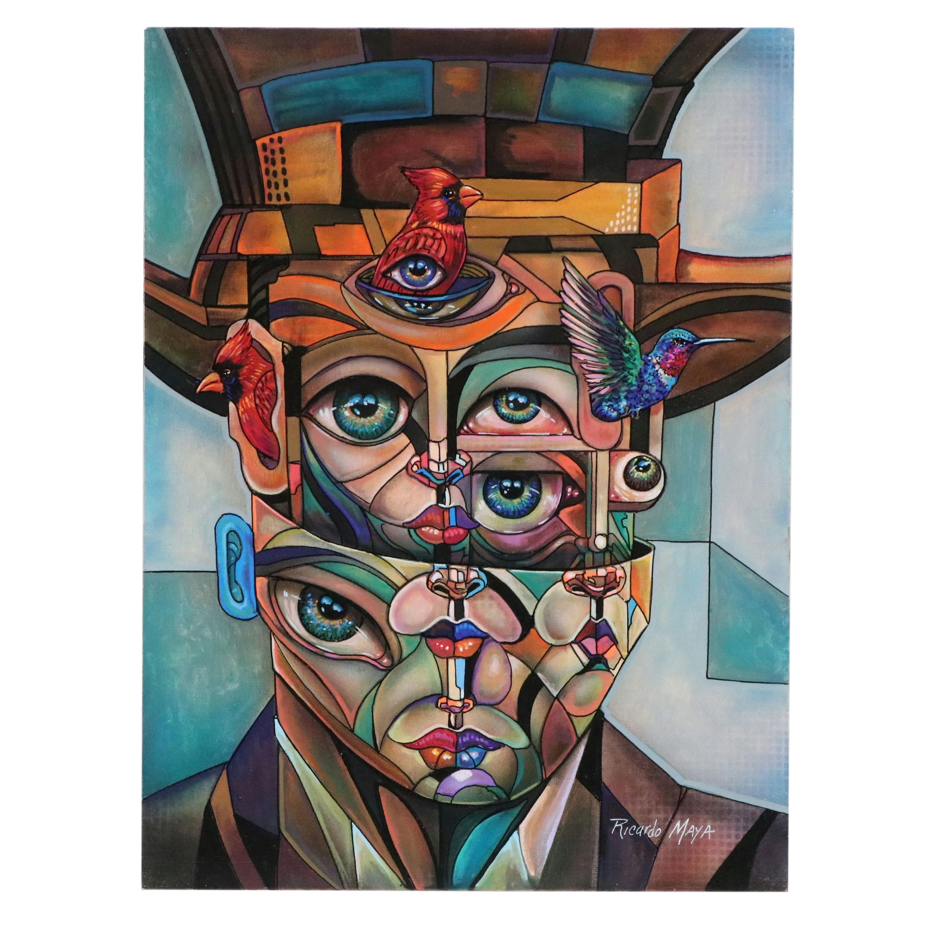 Ricardo Maya Surrealist Acrylic Portrait, 2026