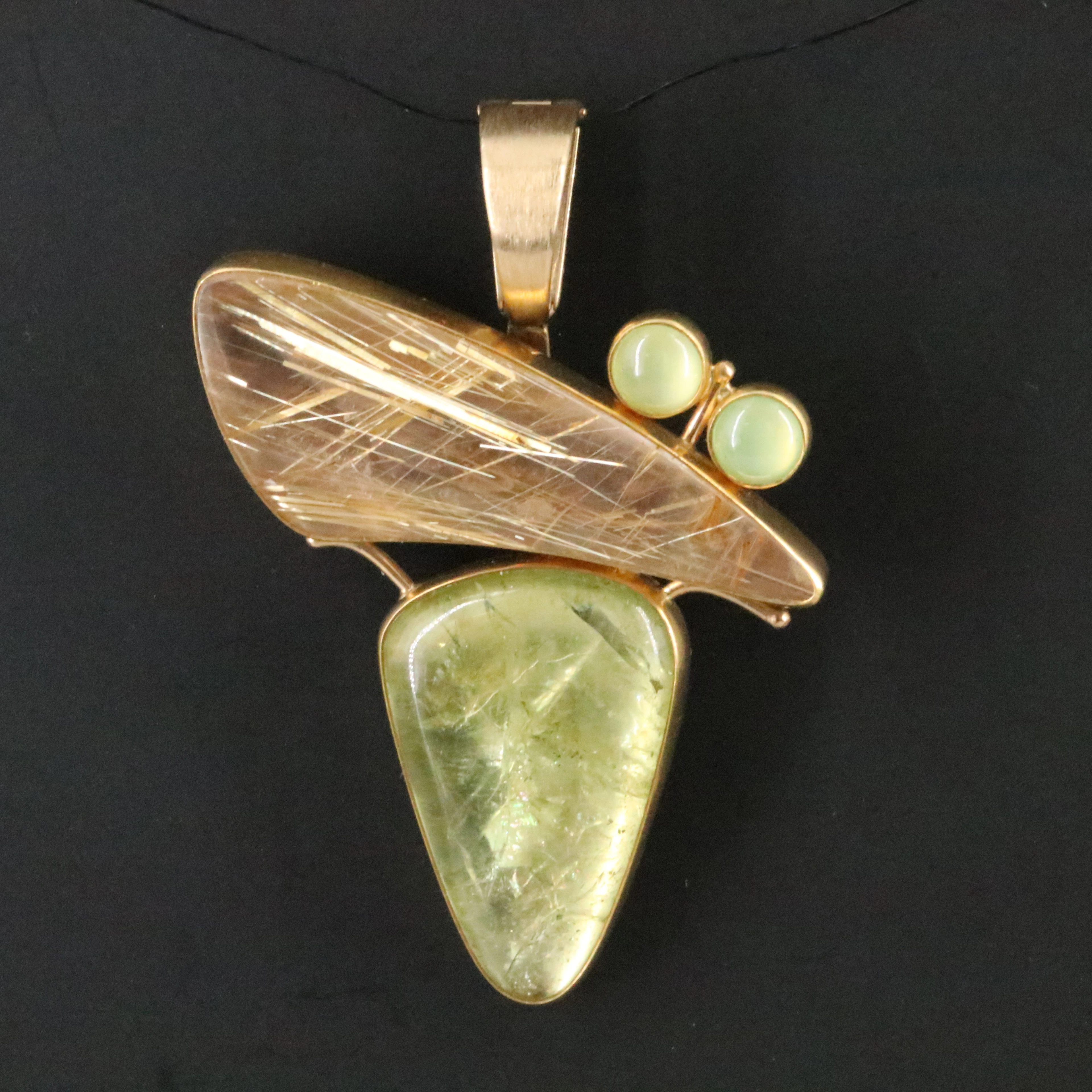 Contemporary Artistan 14K, 18K & 22K Rutilated Quartz & Peridot Converter