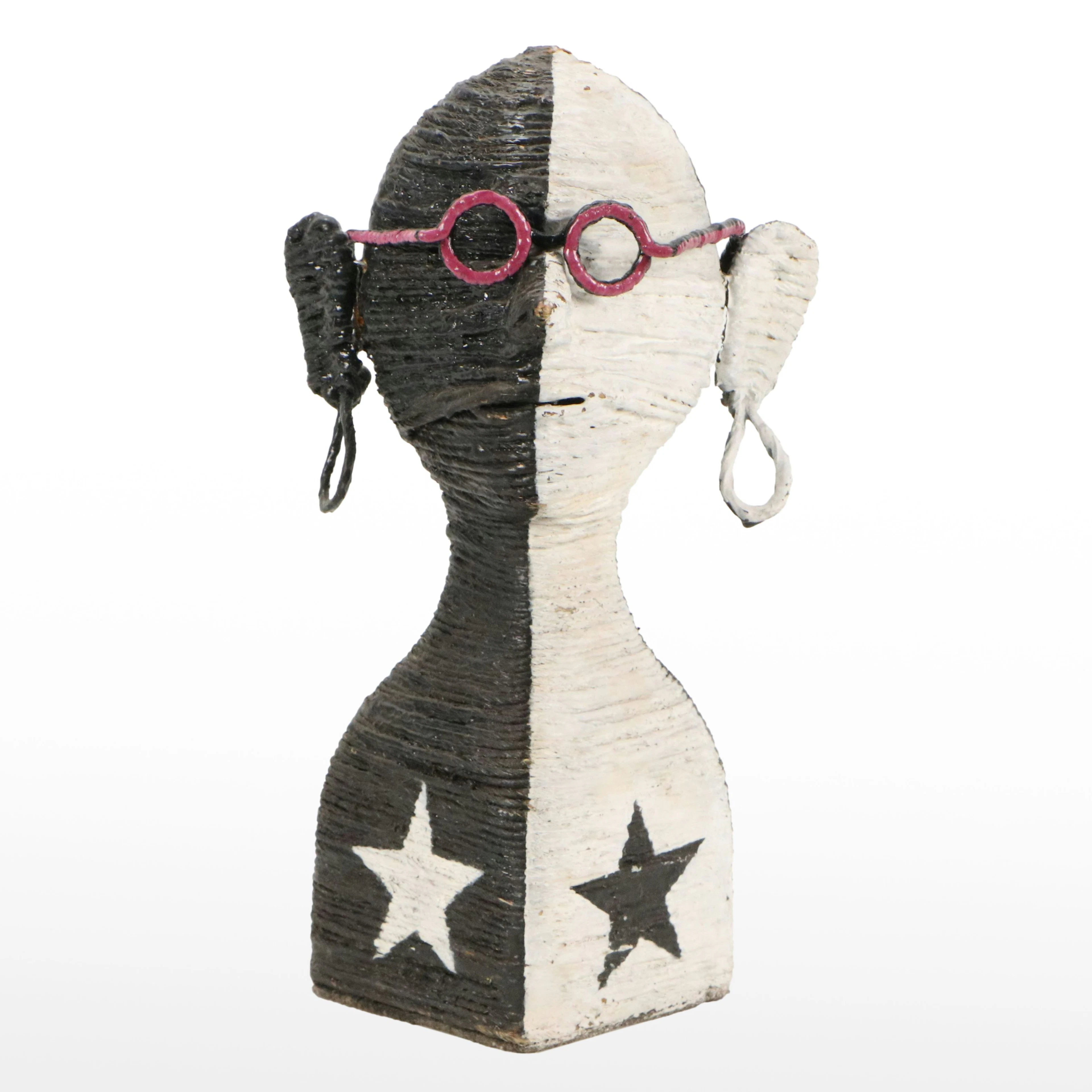 George R. Bucher Wrapped Twine Figural Sculpture with Pink Glasses, 2012