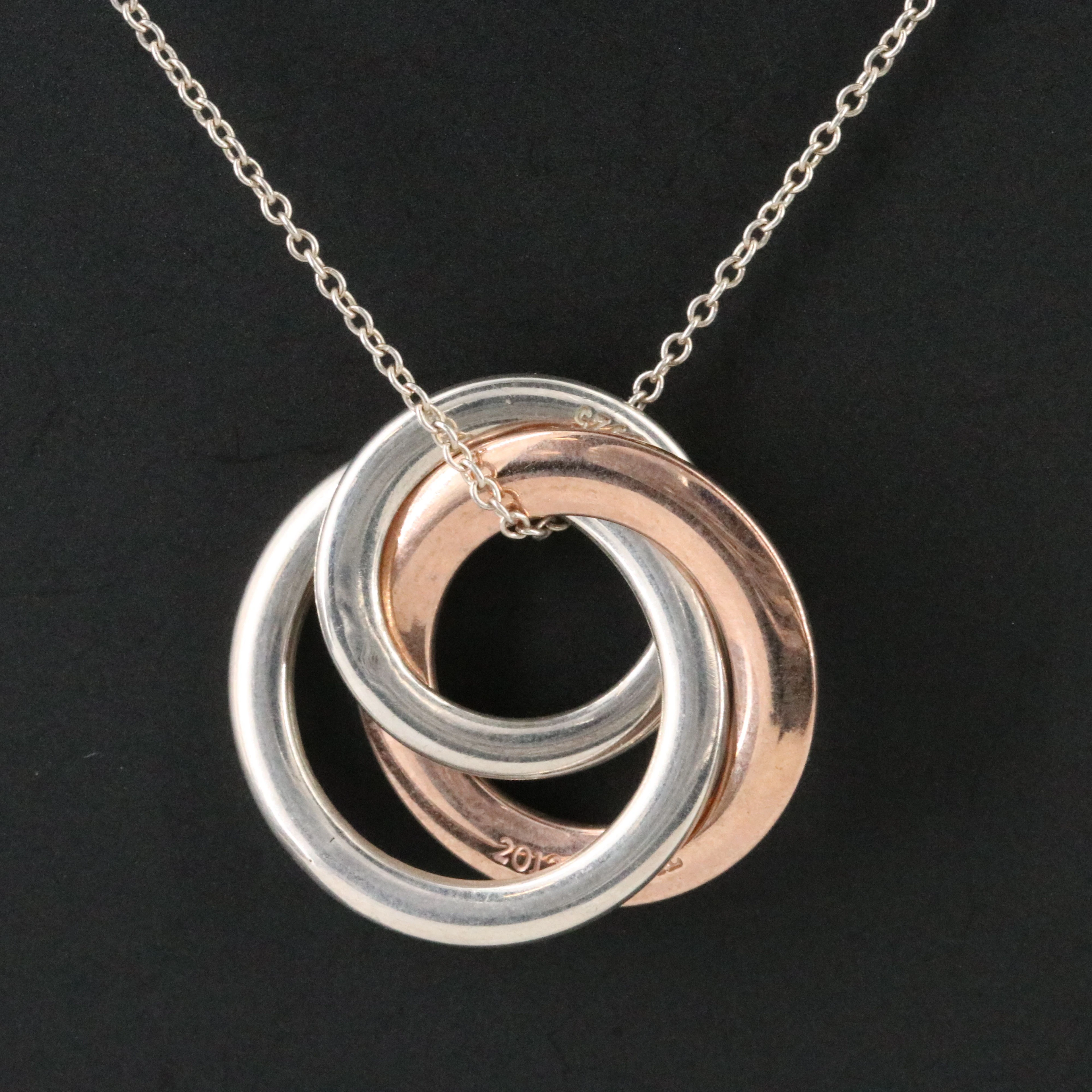 Tiffany & Co. 1837 Interlocking Circles Sterling and Rubedo Necklace