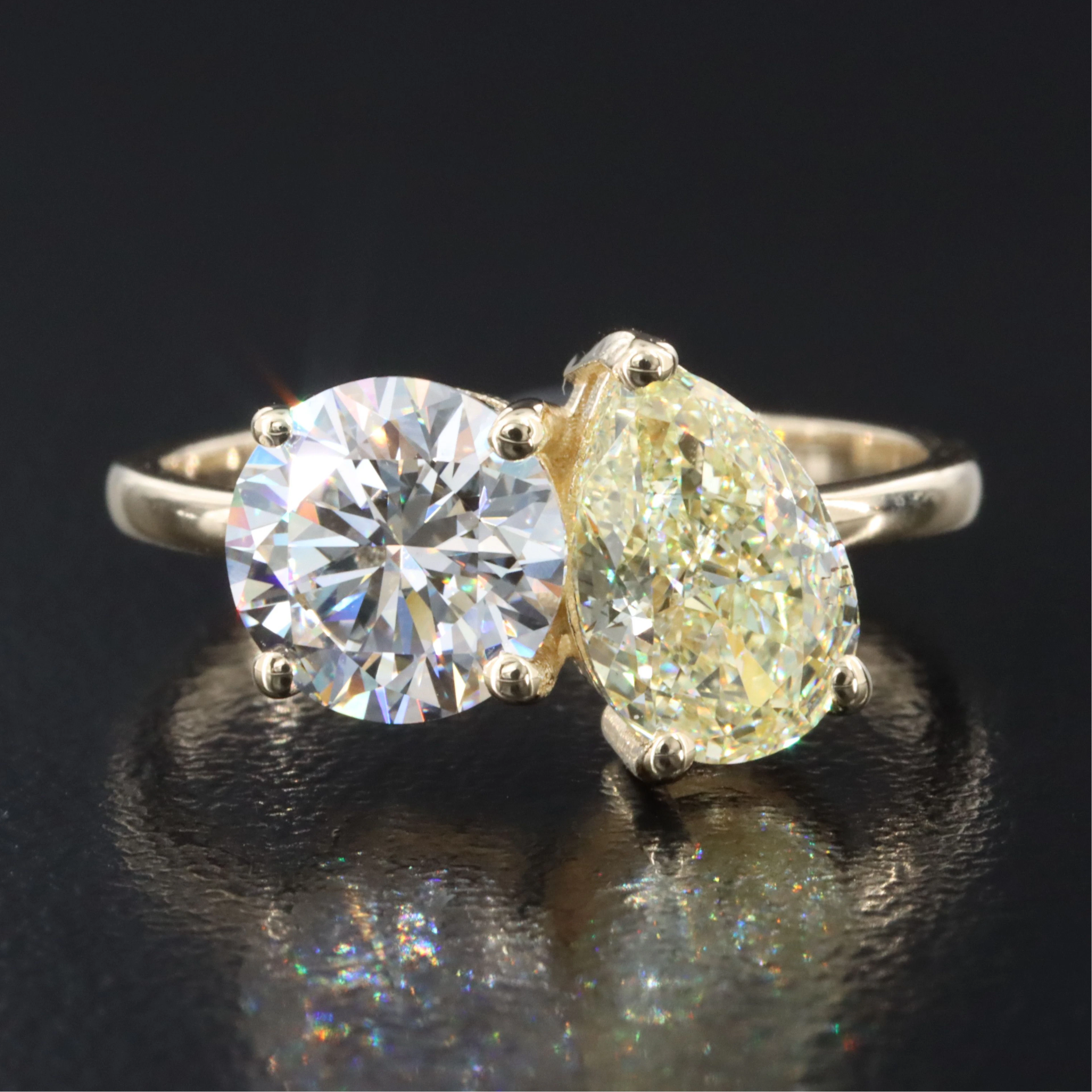 14K 3.11 CTW Lab Grown Diamond Ring with Fancy Intense Yellow and
