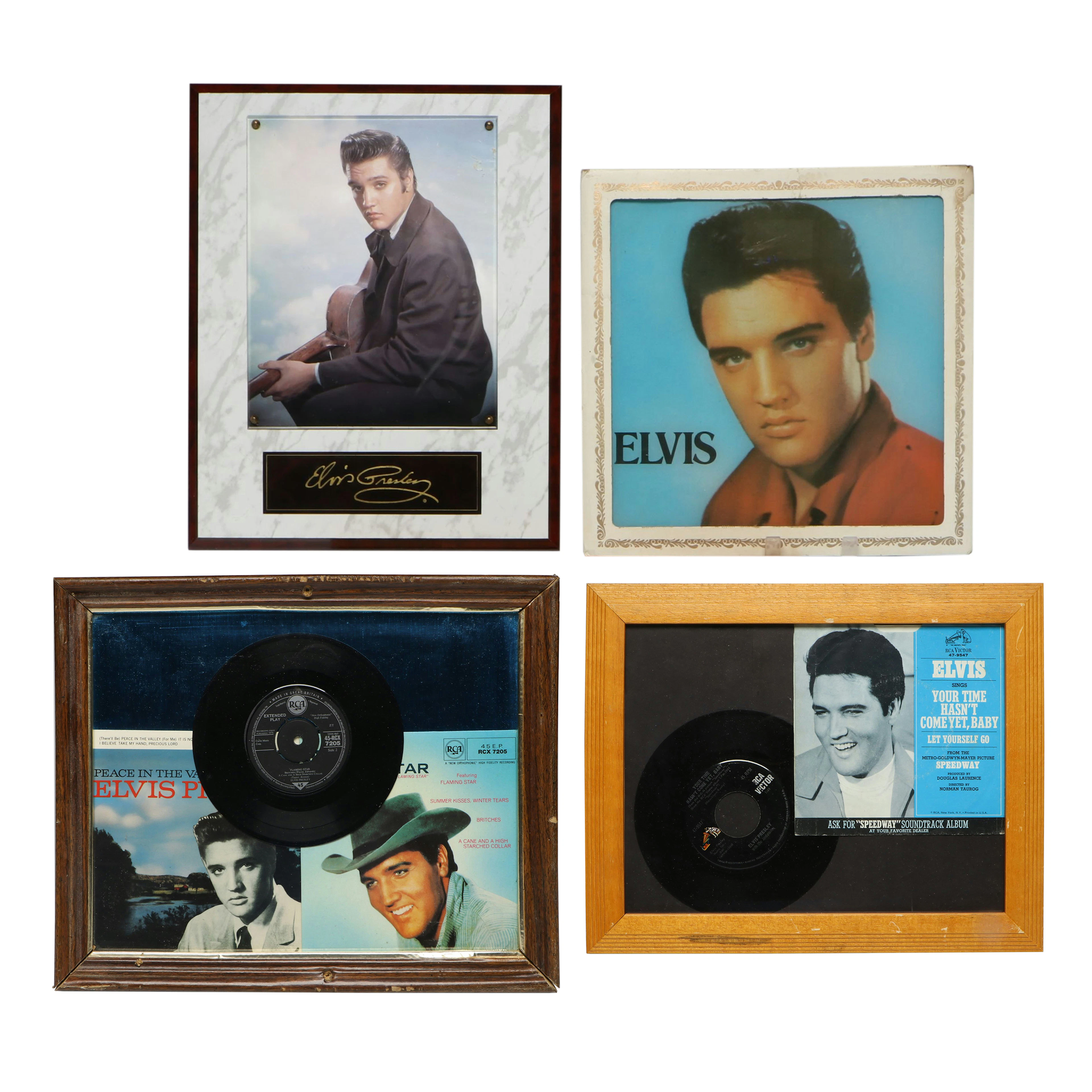 Framed Elvis Presley RCA Vinyl Records with More Elvis Wall Décor, Vintage