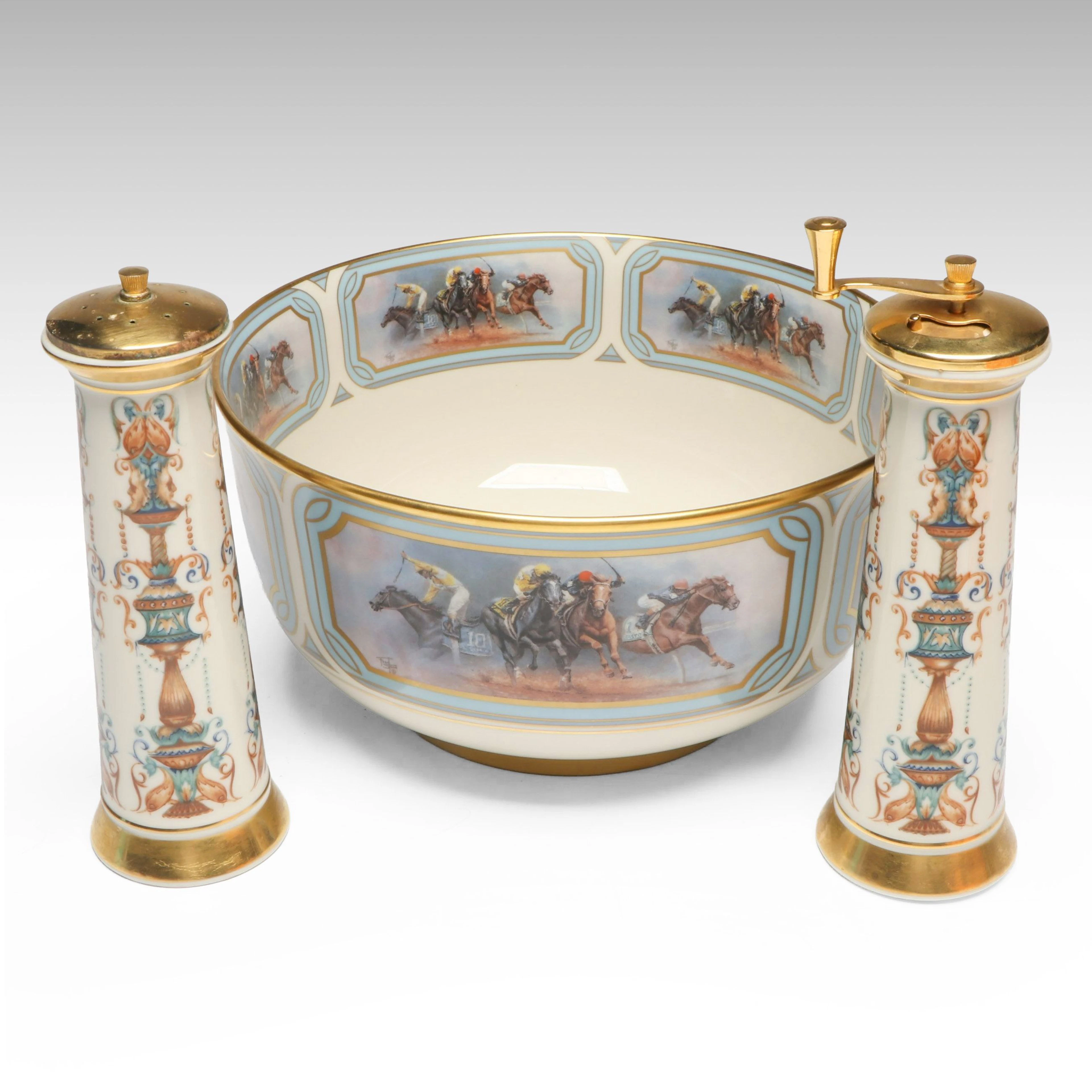 Fred Stone for Pickard "Triple Crown" Bowl with Lenox "Lido" Salt