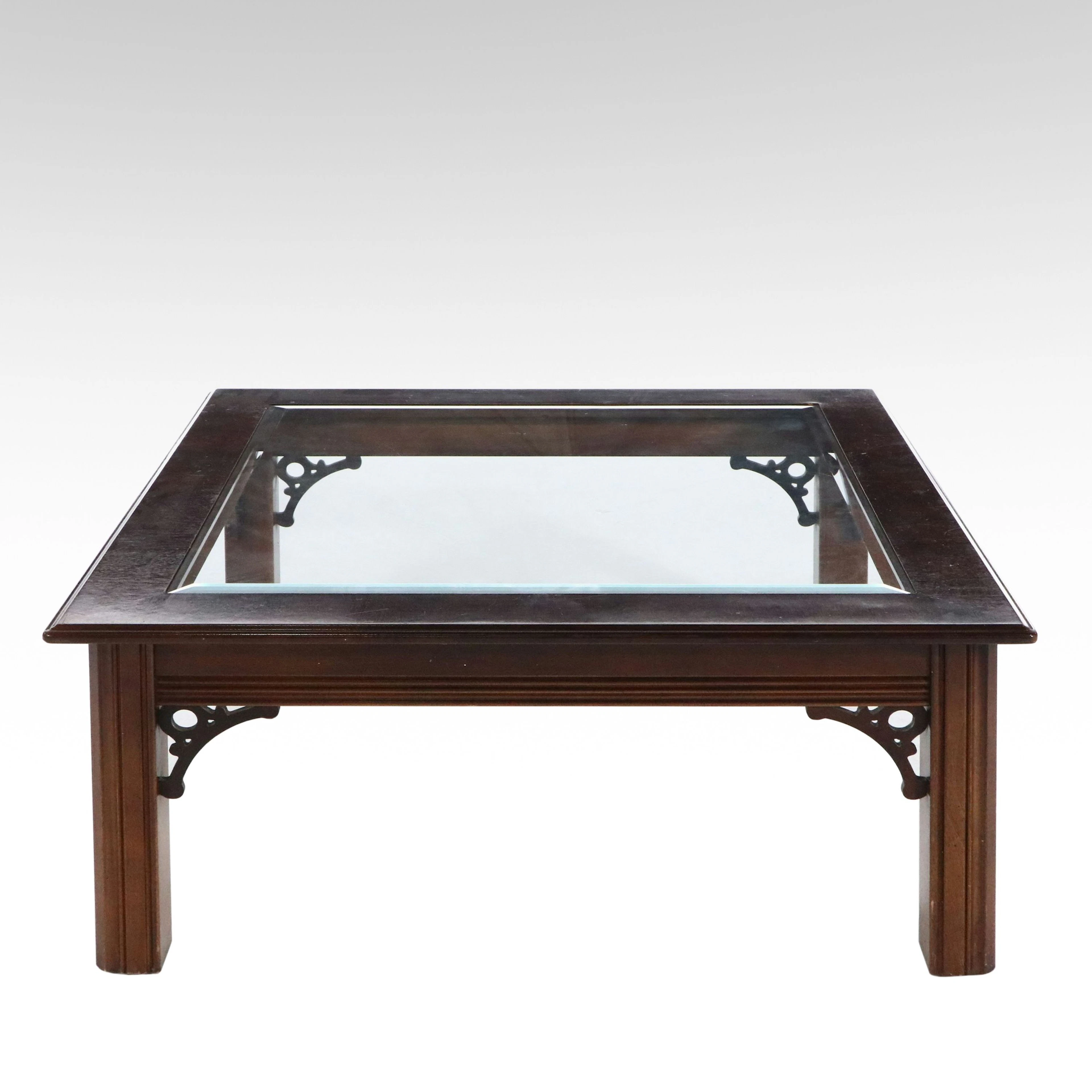 Lane Chinese Chippendale Style Coffee Table with Inset Glass Top