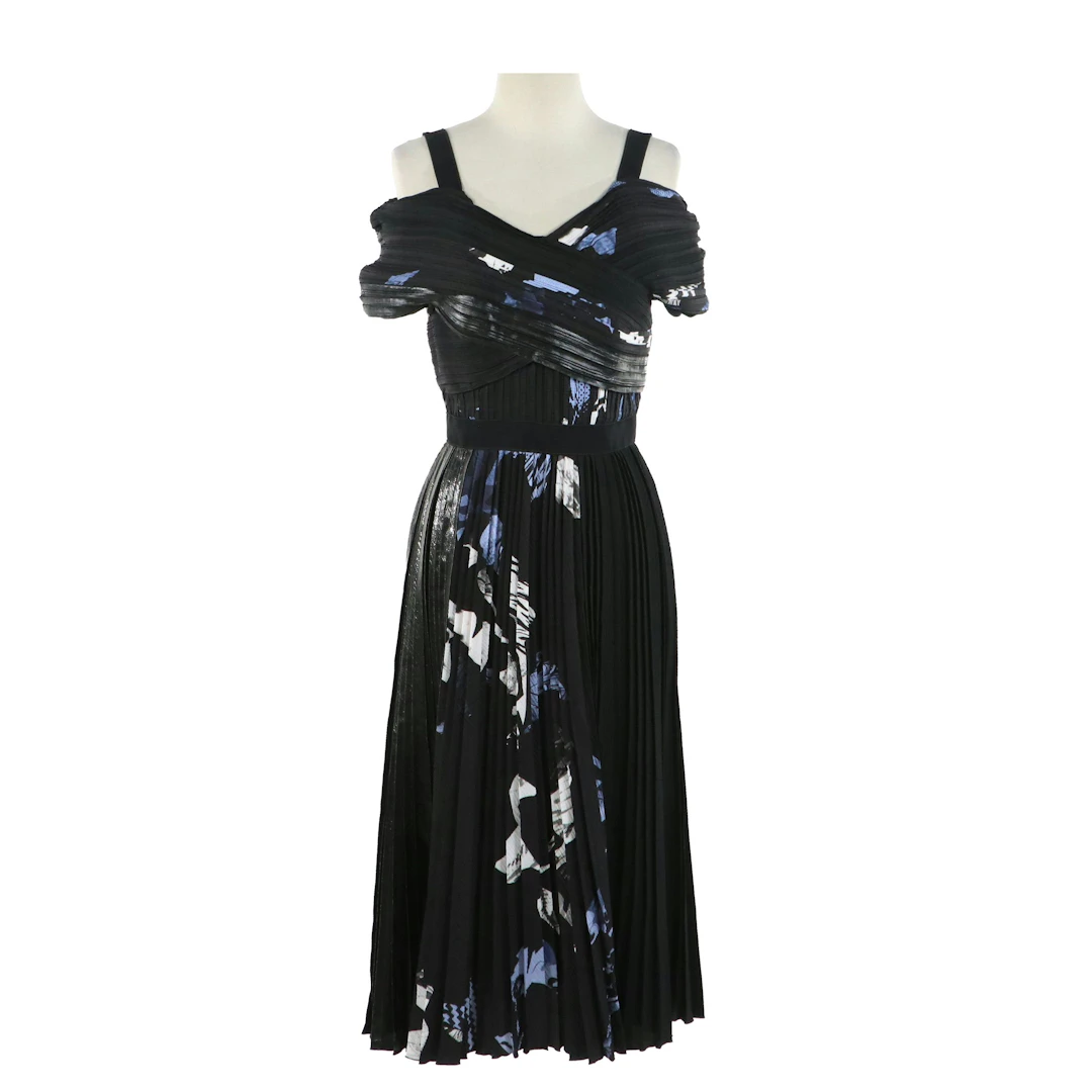 Proenza Schouler Plissé Cold Shoulder Evening Dress