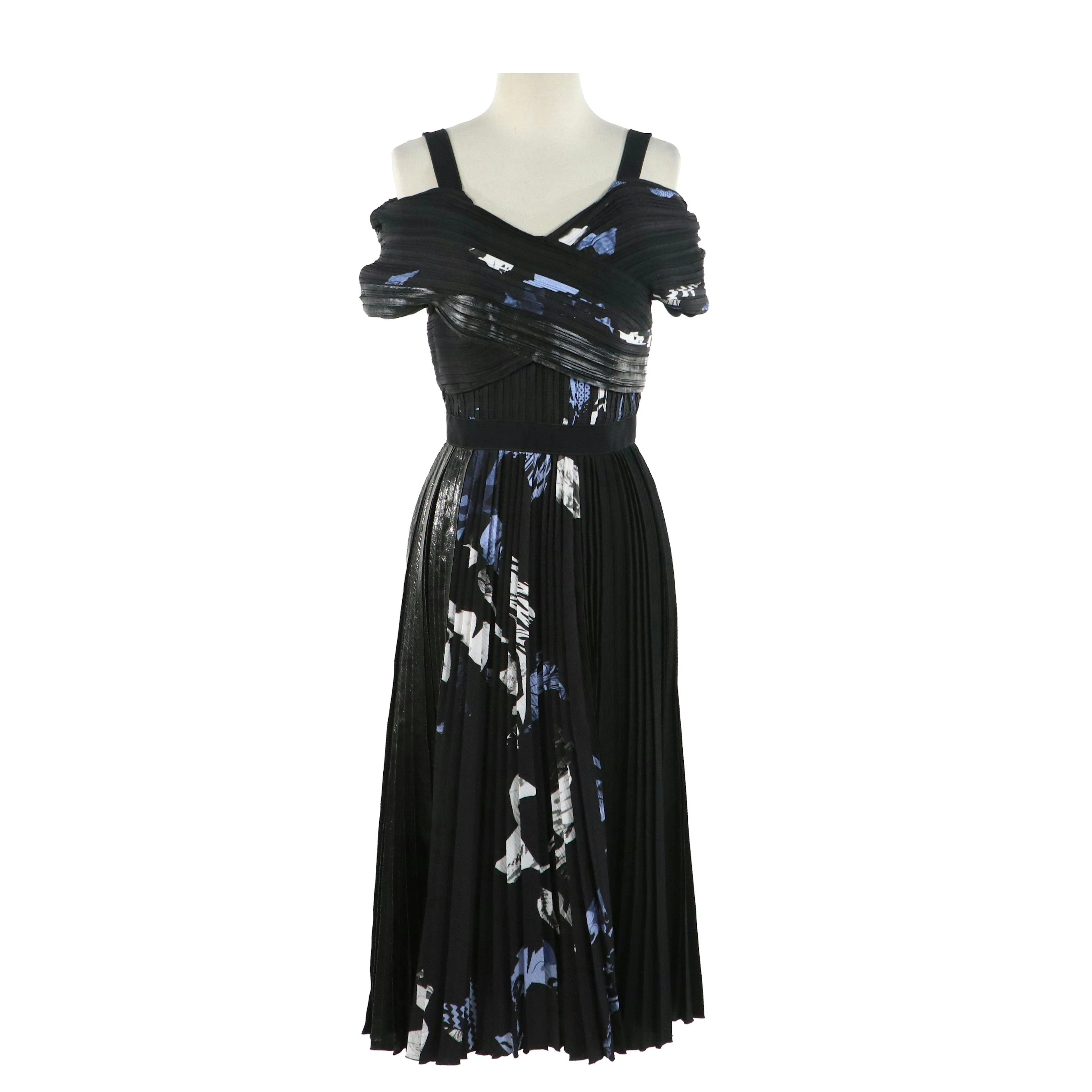 Proenza Schouler Plissé Cold Shoulder Evening Dress