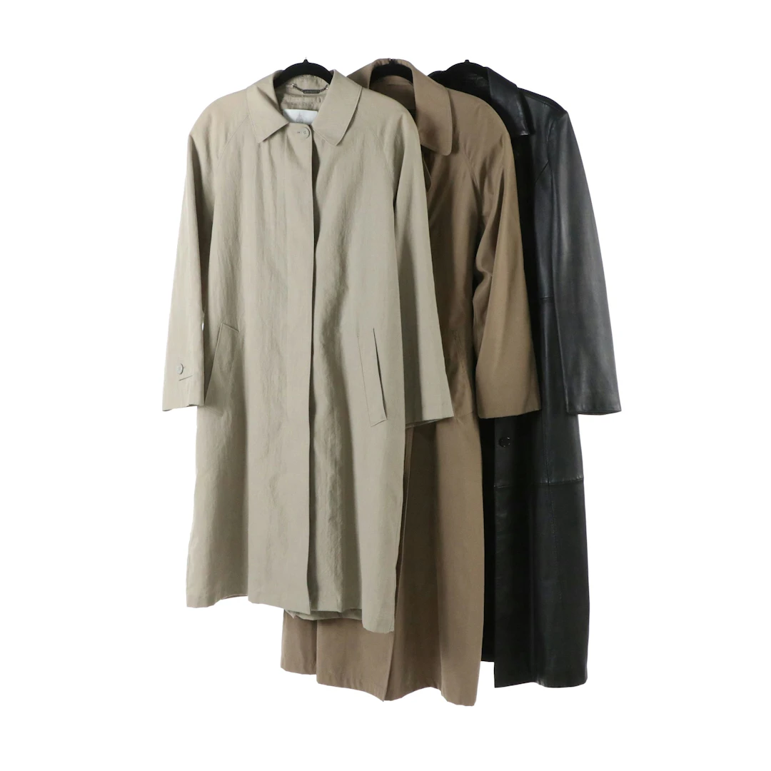Vintage London Fog Trench Coats and Winlit Single Breasted Black Leather Coat